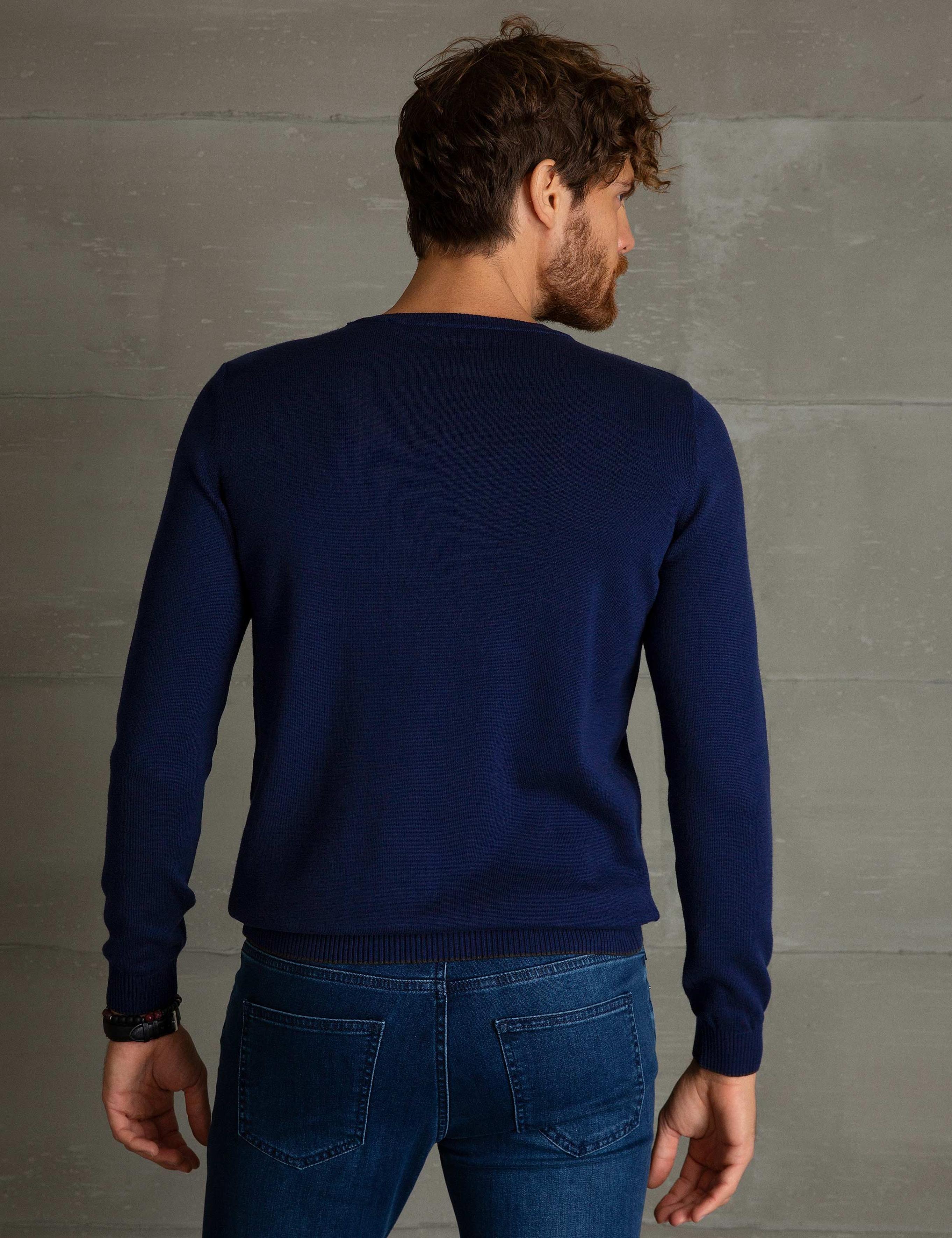 Lacivert Slim Fit Basic Kazak