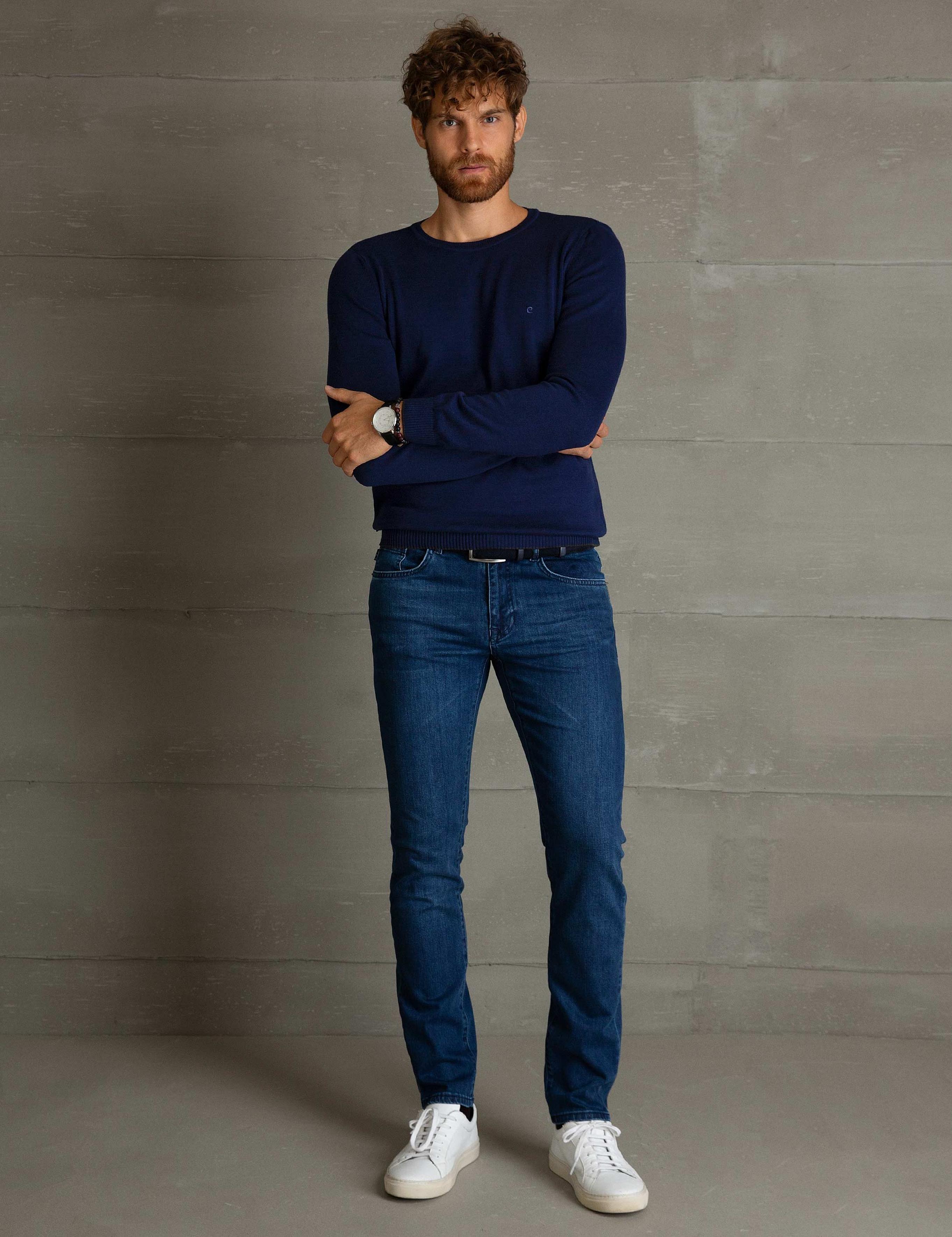 Lacivert Slim Fit Basic Kazak