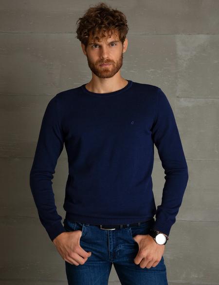 Lacivert Slim Fit Basic Kazak - 50194202043