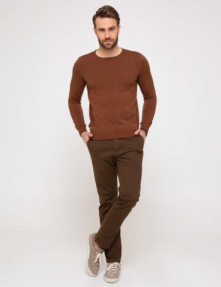 Turuncu Slim Fit Bisiklet Yaka Basic Triko Kazak - 50194202127