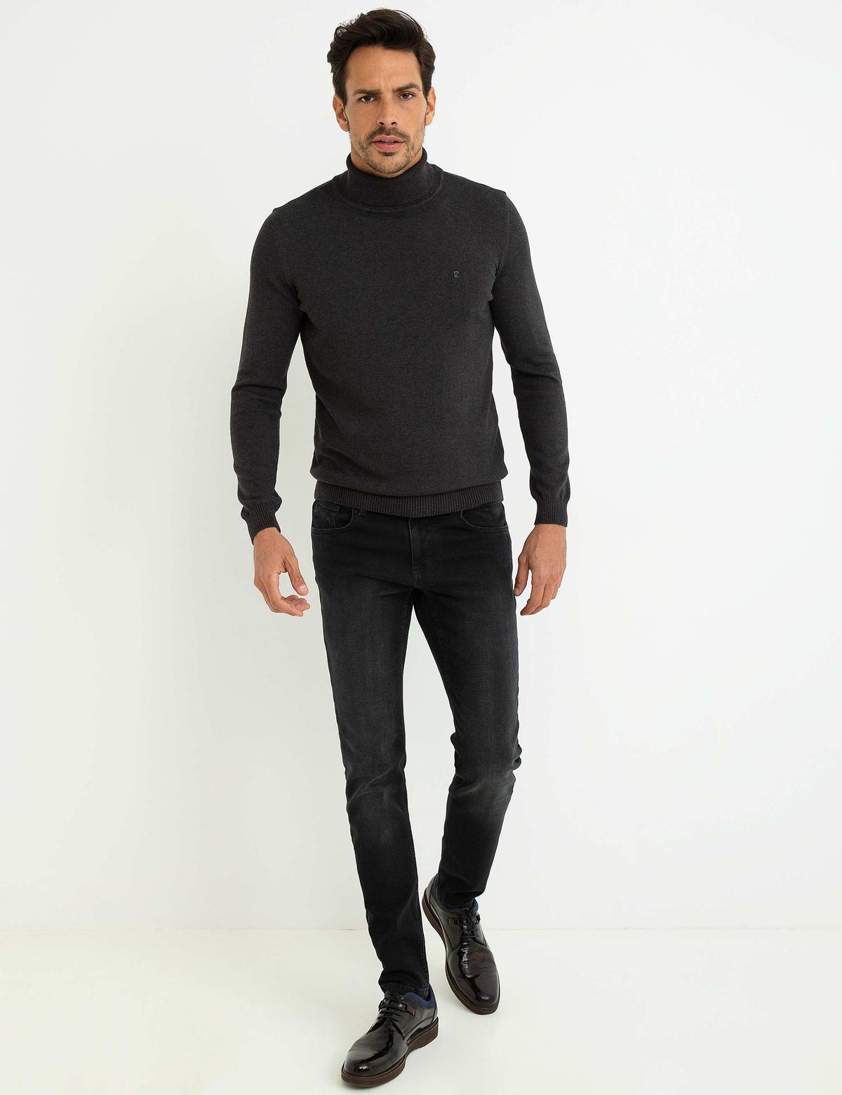 Antrasit Melanj Slim Fit Basic Kazak - 50194204063