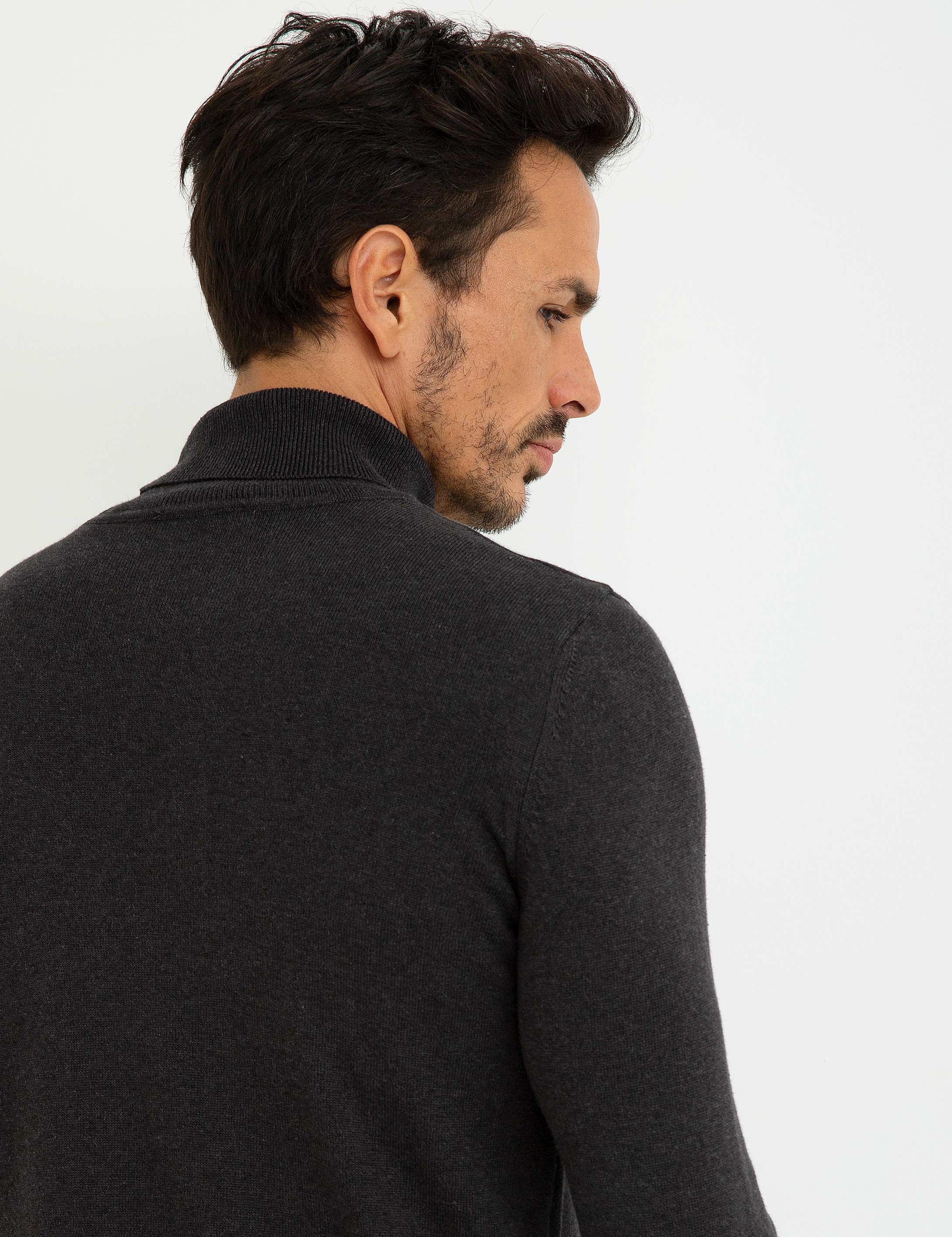 Antrasit Melanj Slim Fit Basic Kazak