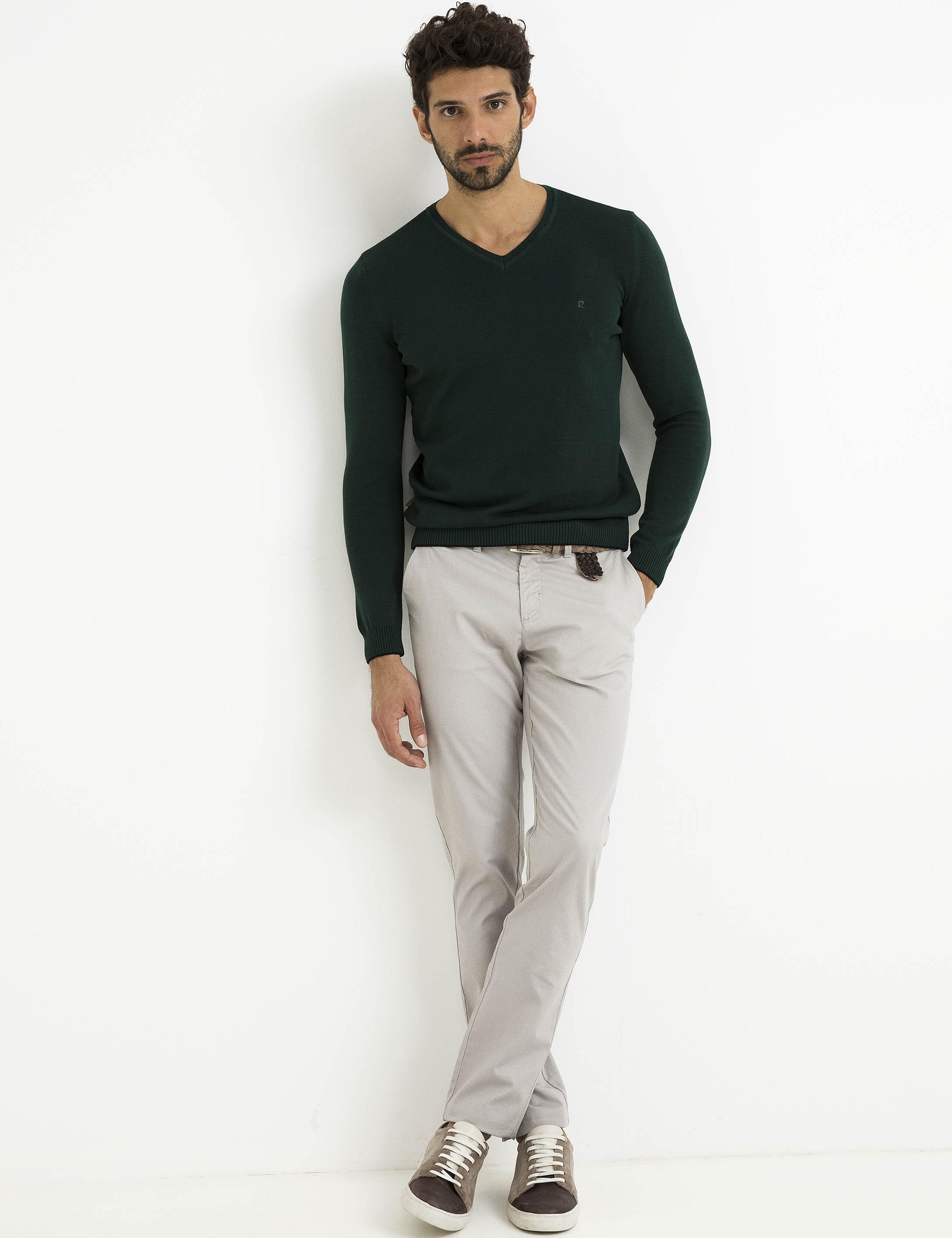 Yeşil Slim Fit Basic Kazak