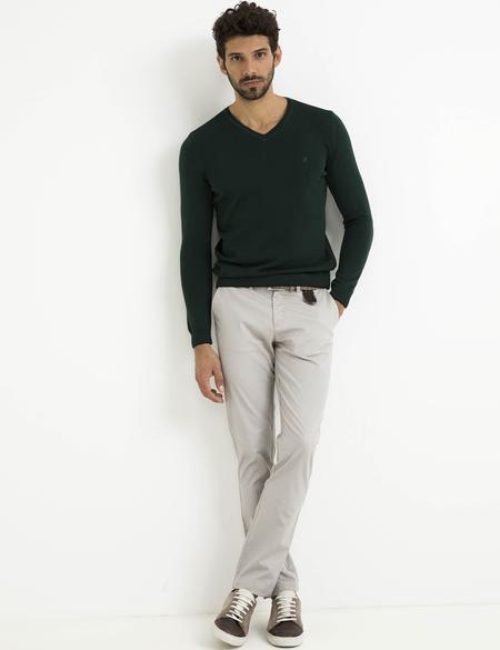 Yeşil Slim Fit Basic Kazak - 50194205063