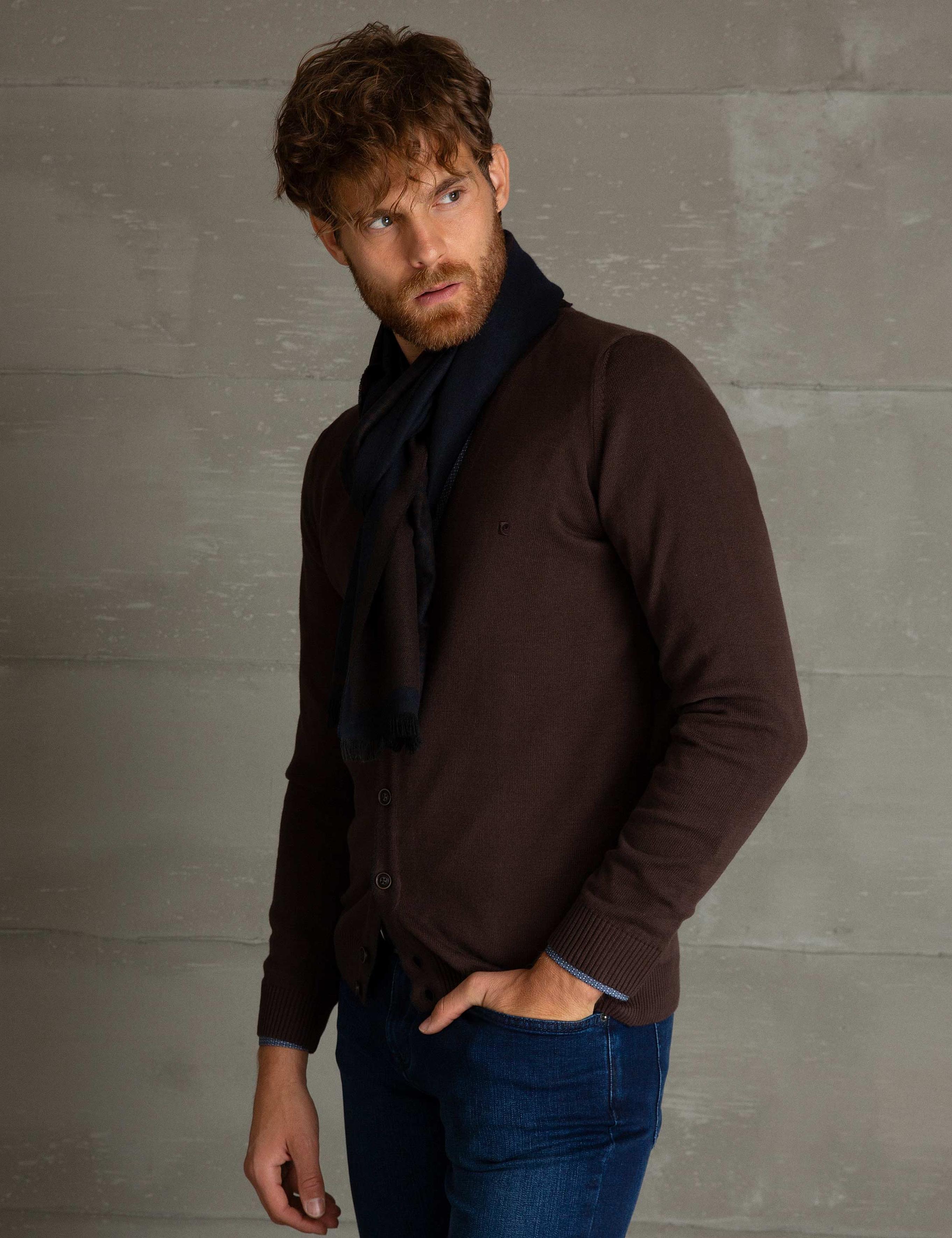 Kahverengi Slim Fit Basic Triko Hırka