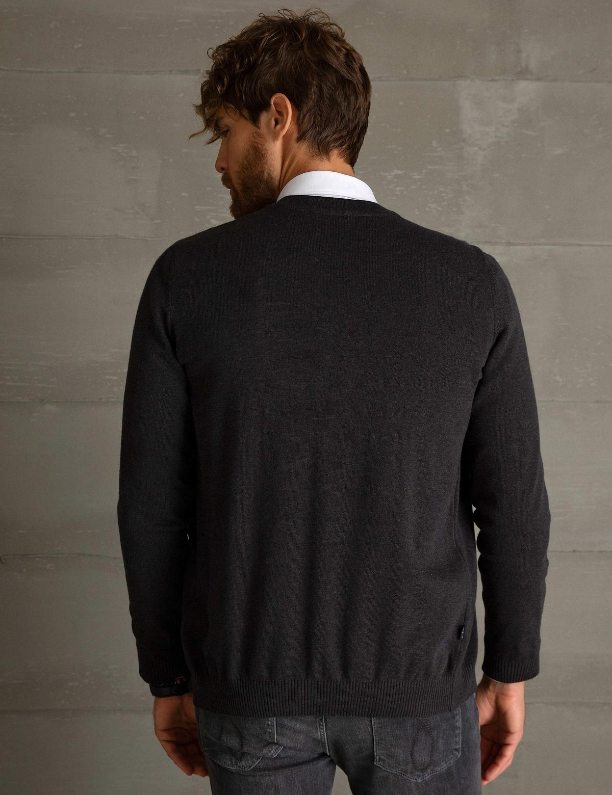 Antrasit Melanj Slim Fit Basic Triko Hırka - 50194206054