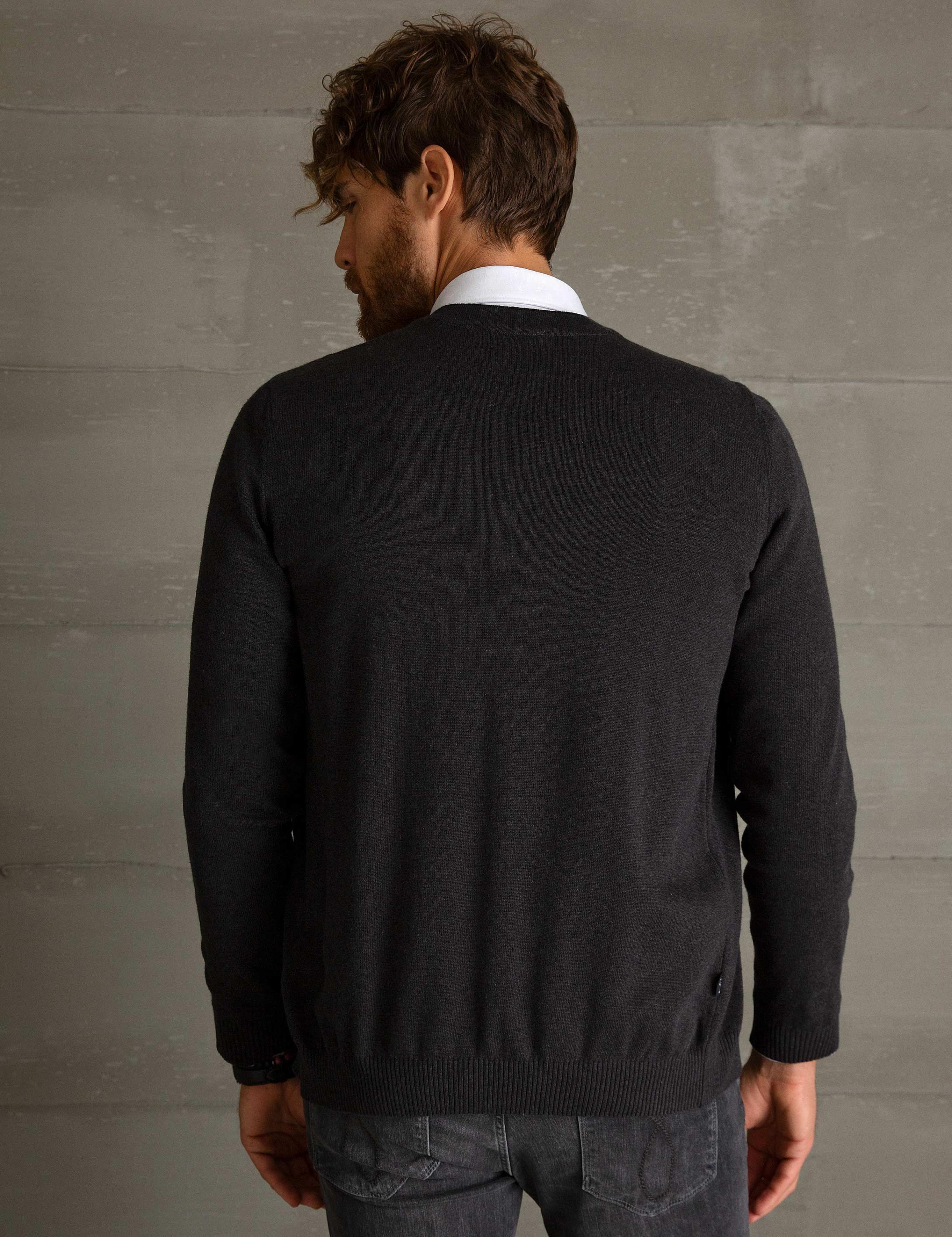 Antrasit Melanj Slim Fit Basic Triko Hırka