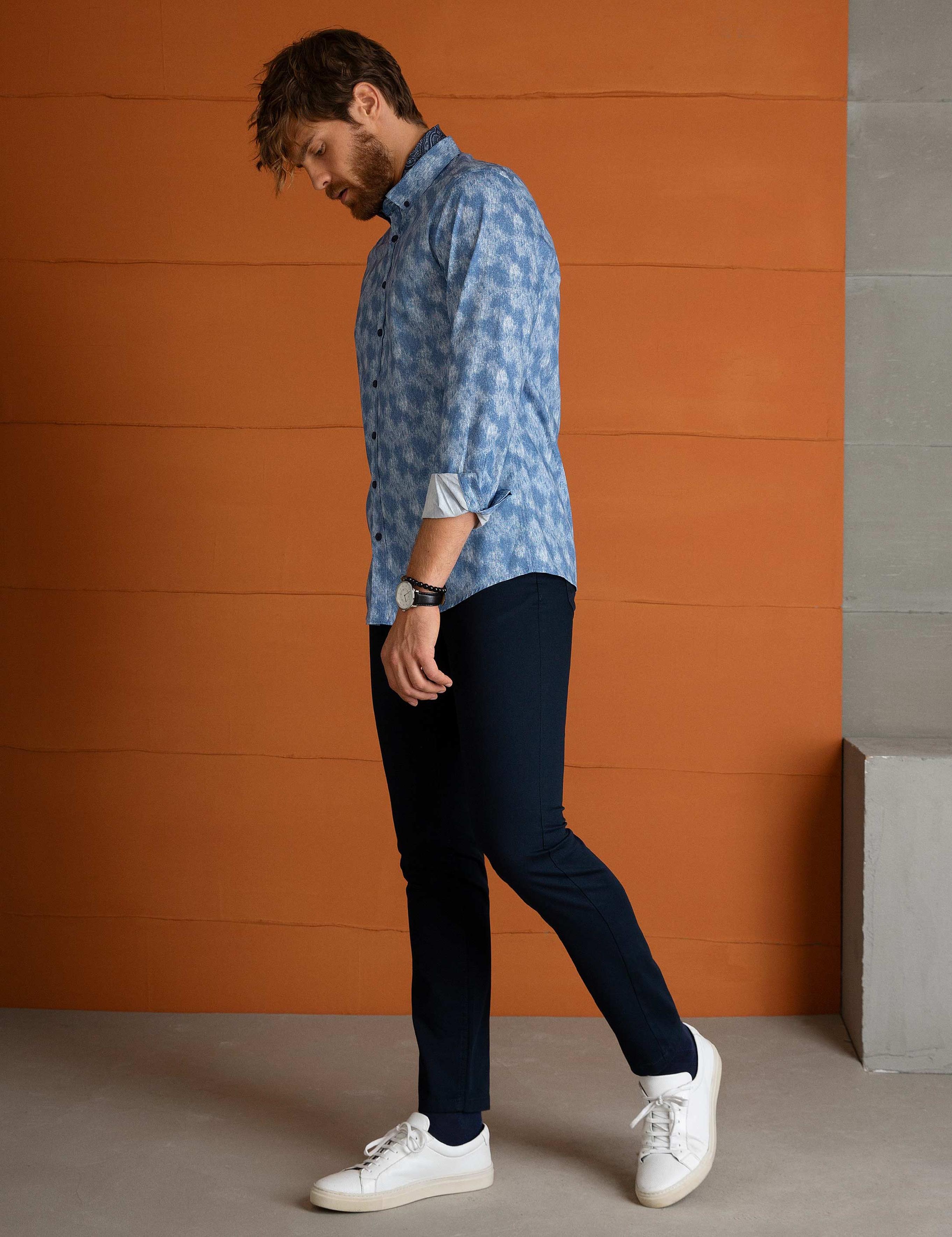 Lacivert Slim Fit Chino Pantolon