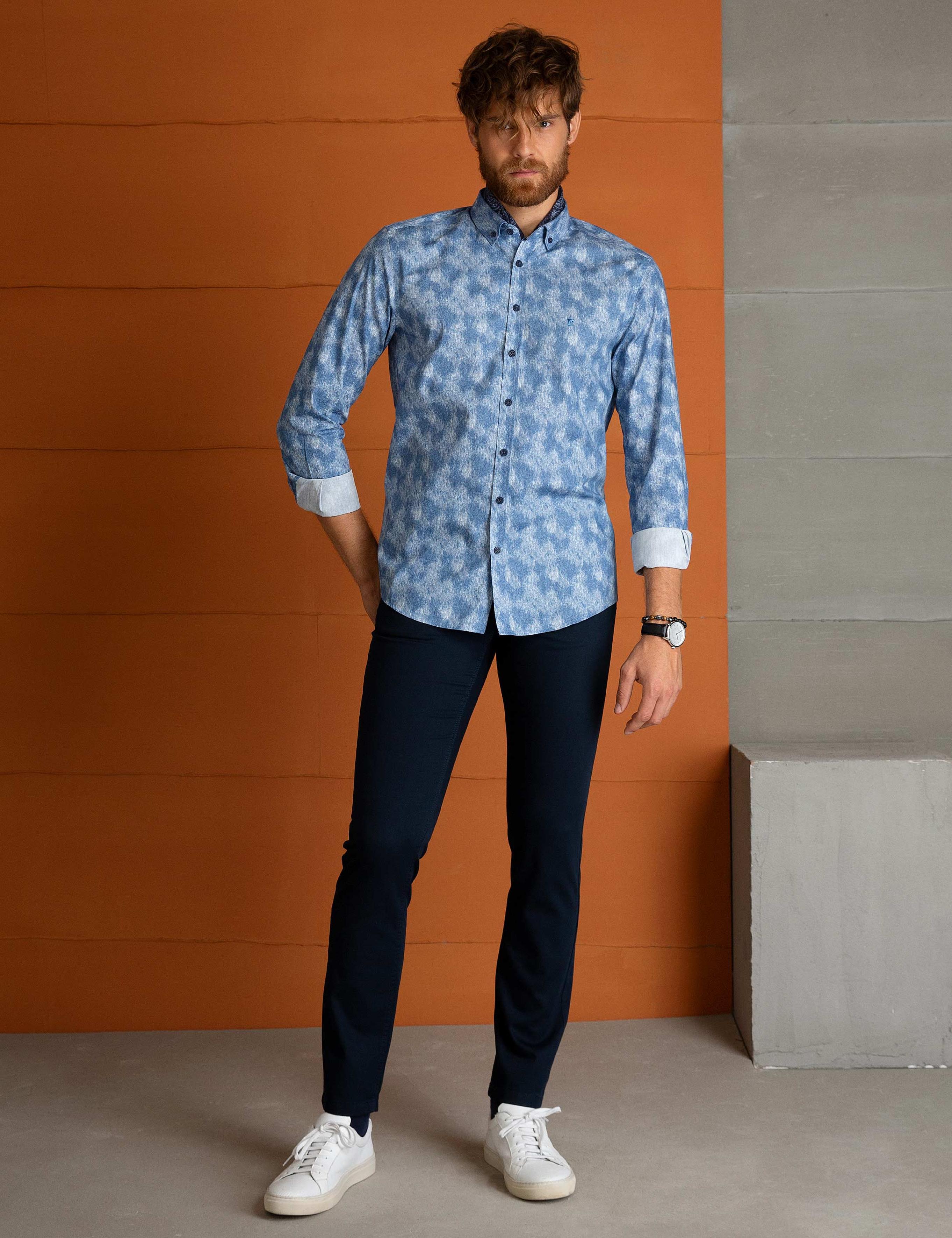 Lacivert Slim Fit Chino Pantolon