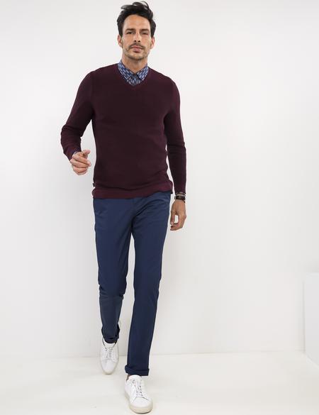 Bordo Slim Fit Bisiklet Yaka Triko Kazak - 50194467034