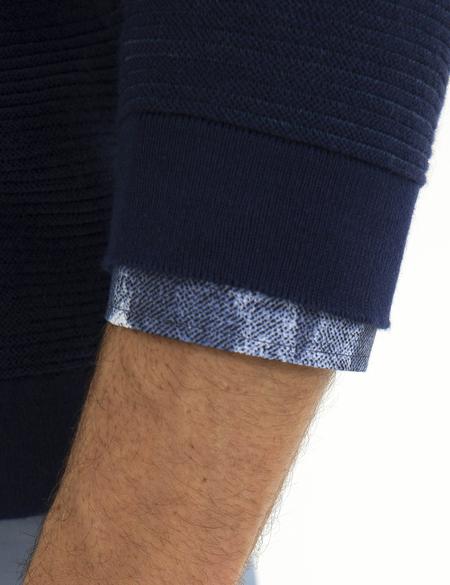 Lacivert Slim Fit Bisiklet Yaka Triko Kazak - 50194467043