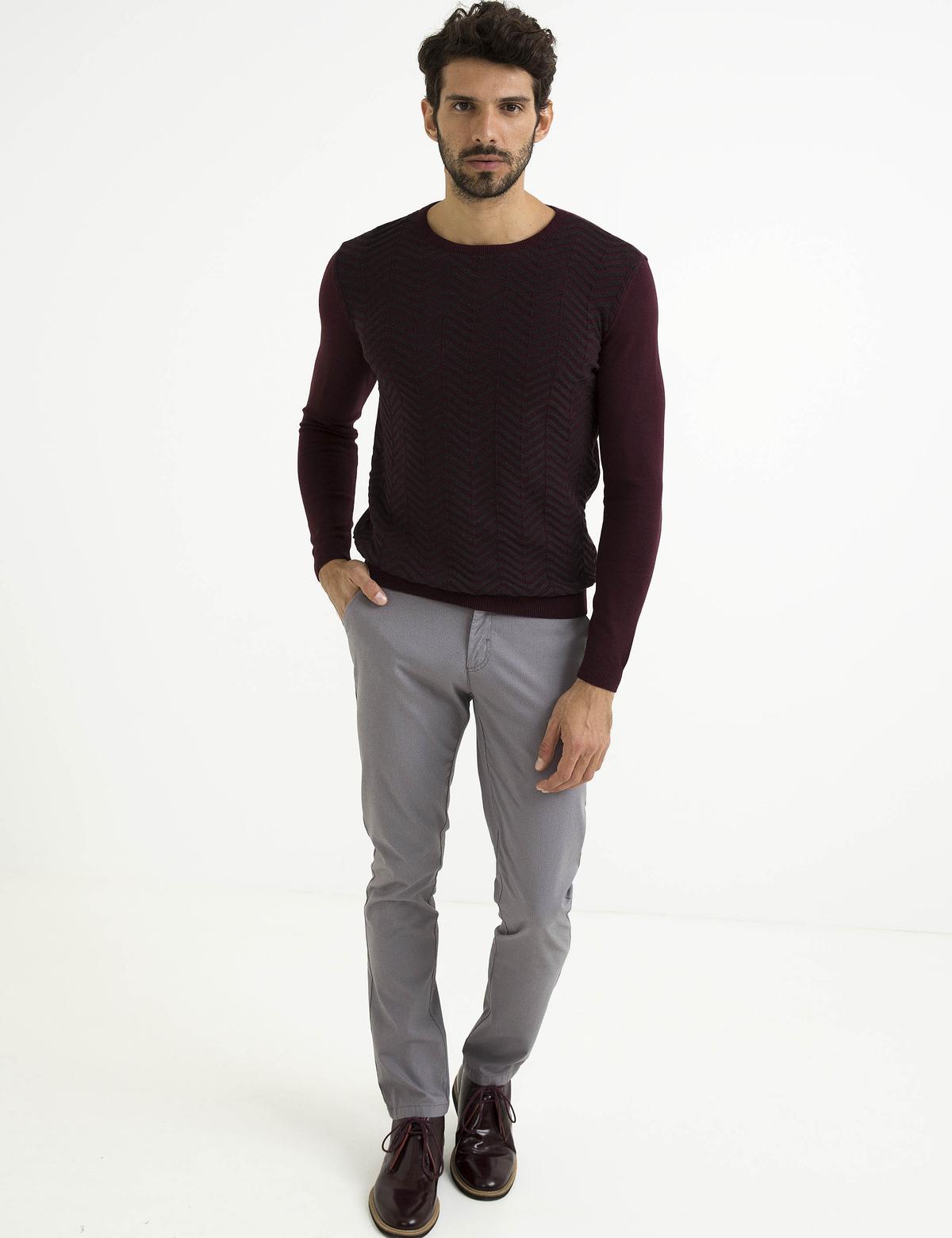 Bordo Slim Fit Triko Kazak - 50194469037