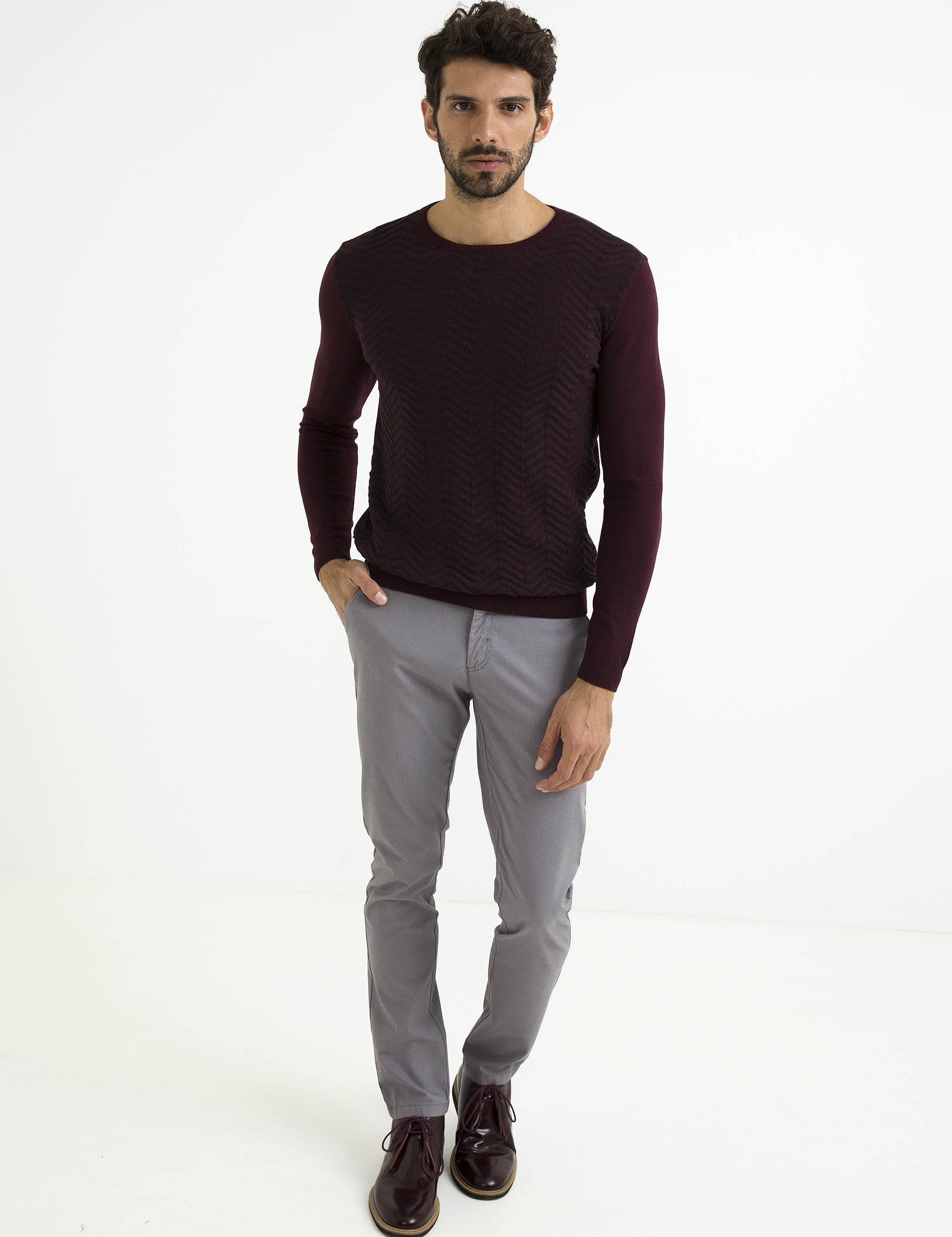Bordo Slim Fit Triko Kazak