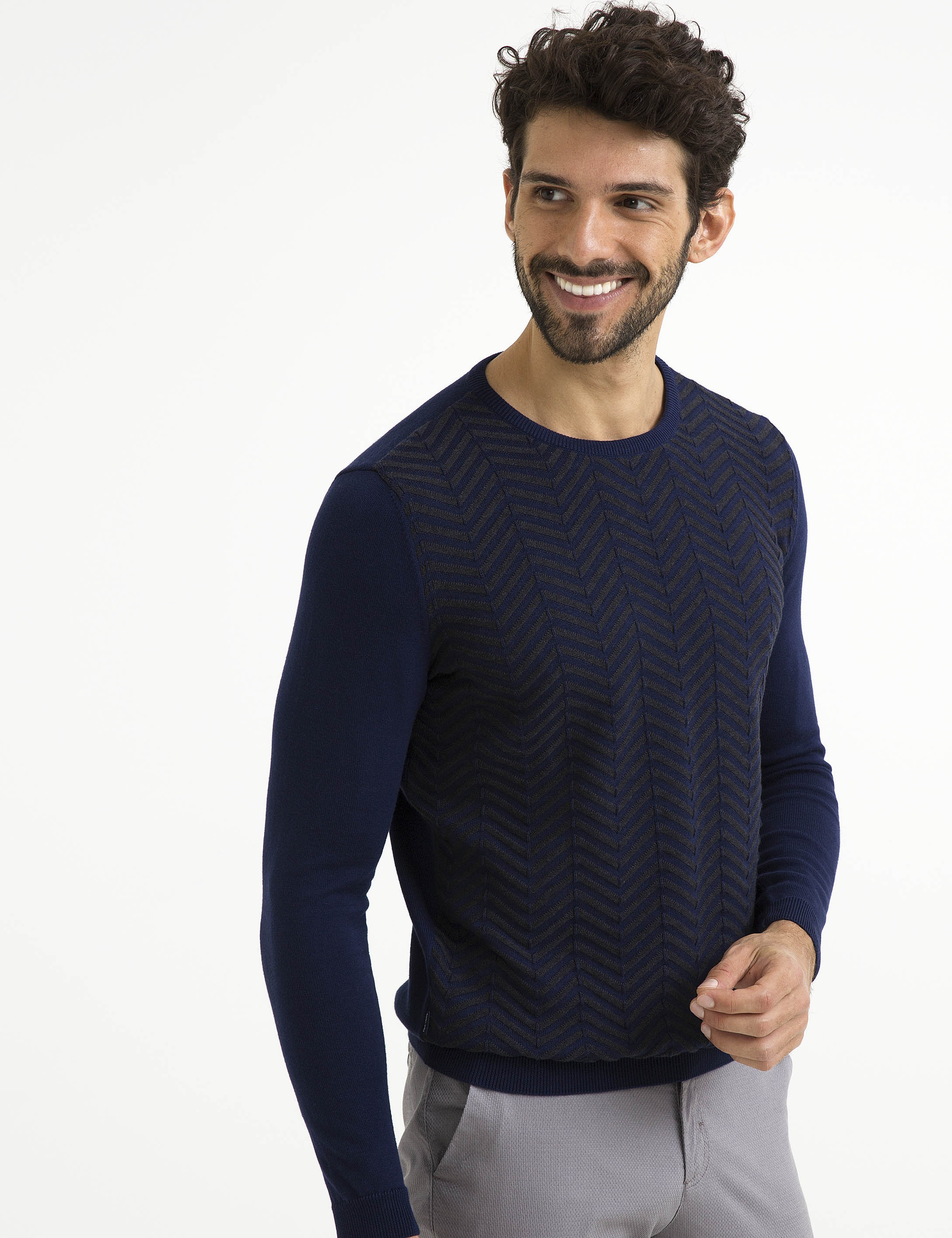Lacivert Slim Fit Triko Kazak