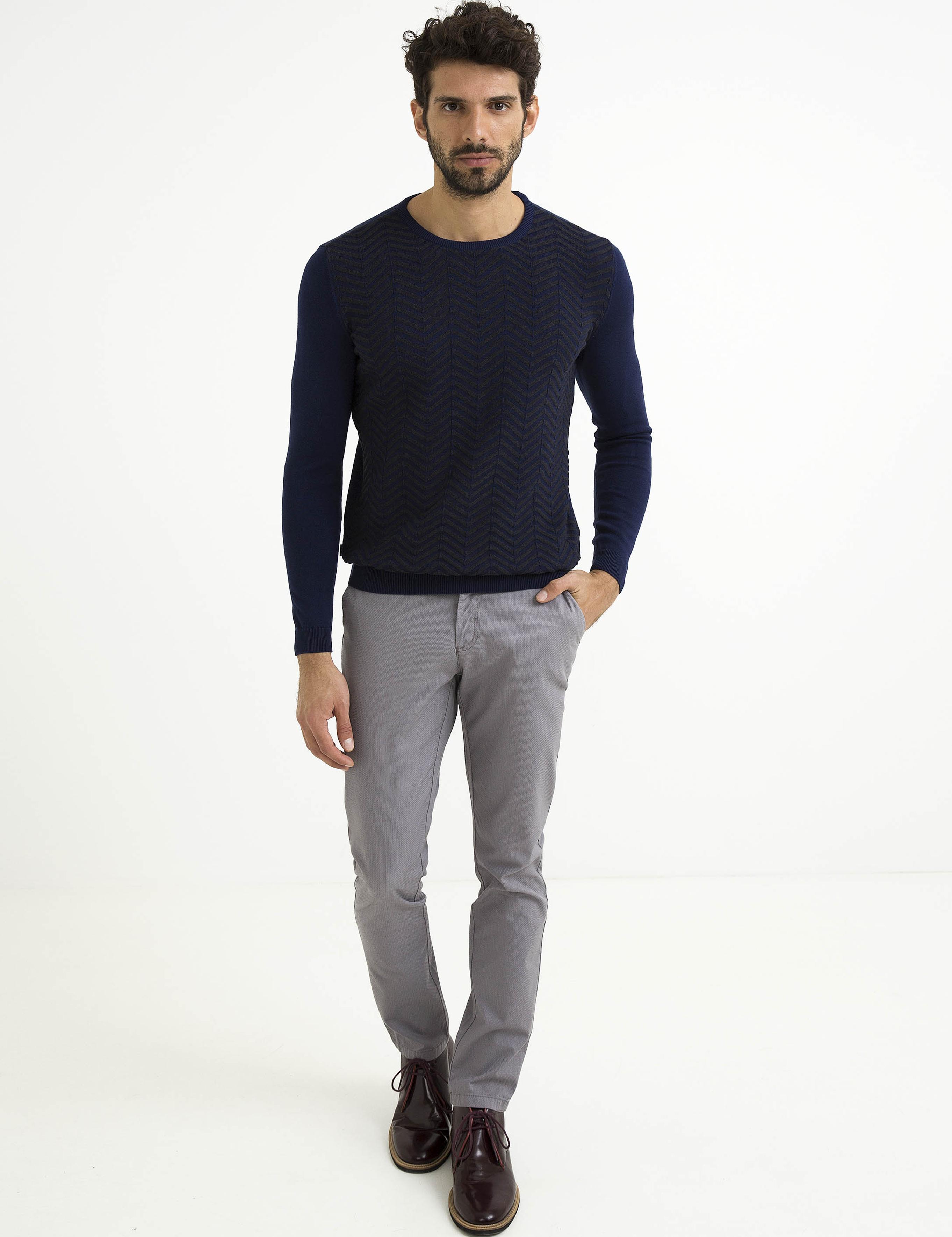 Lacivert Slim Fit Triko Kazak