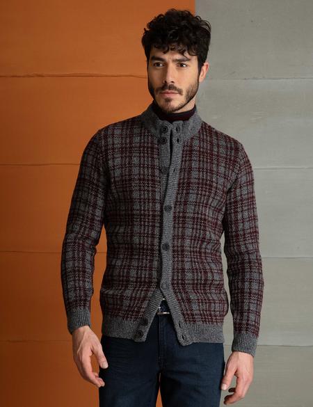 Bordo Slim Fit Triko Hırka - 50194744004