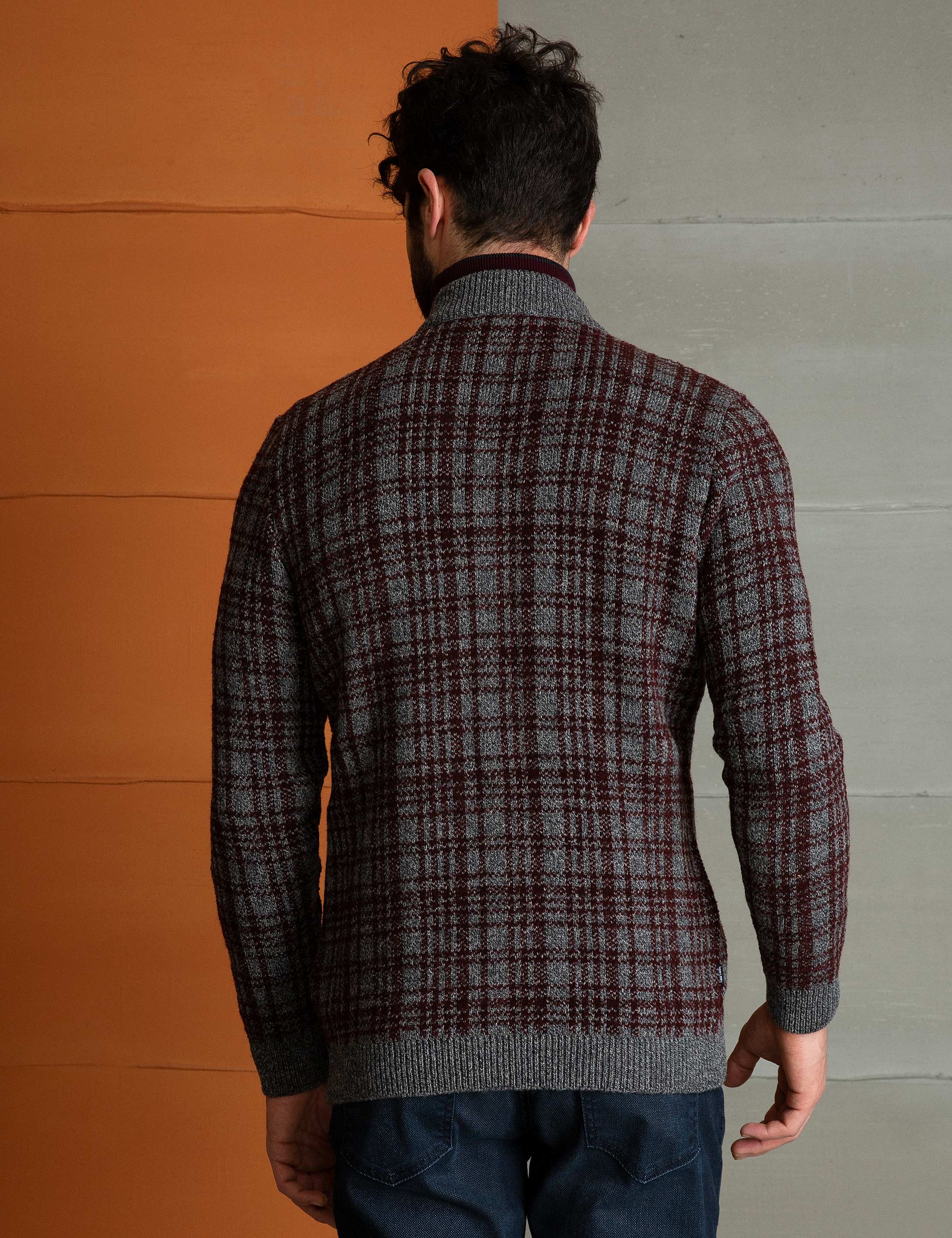 Bordo Slim Fit Triko Hırka - Image 4
