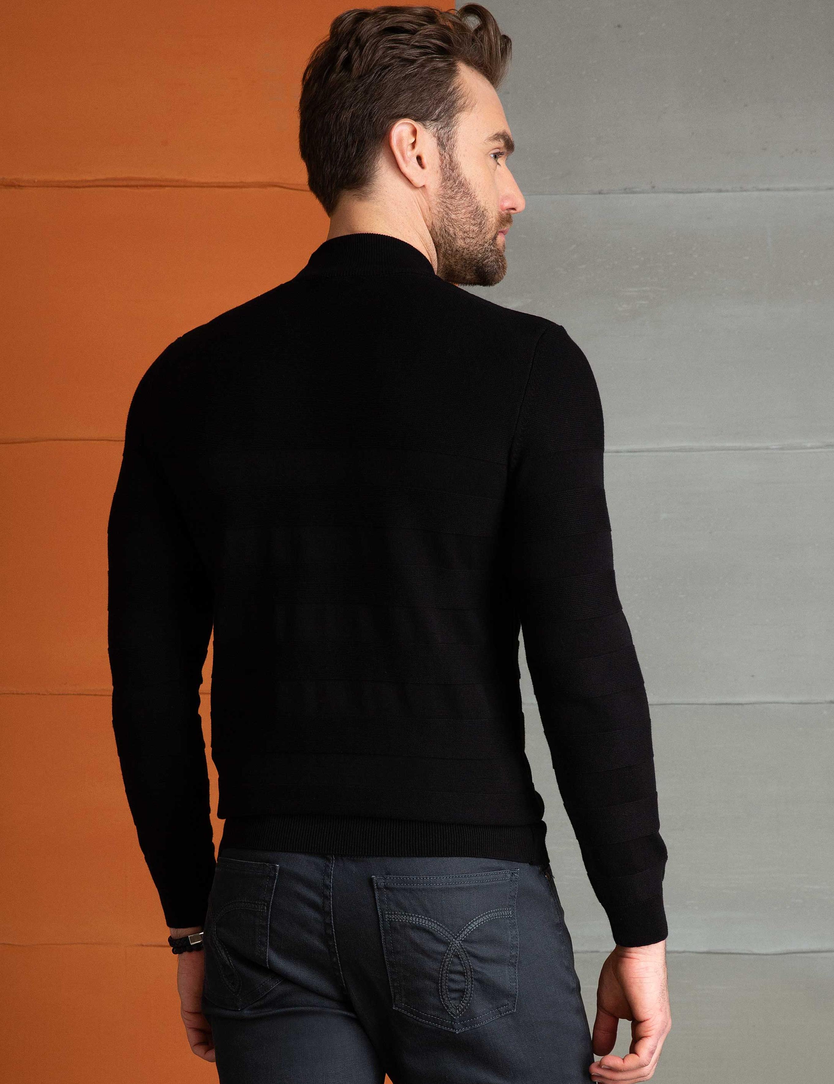 Siyah Slim Fit Triko Kazak