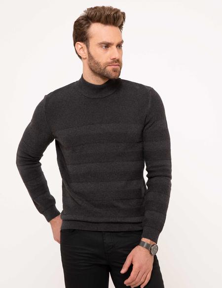 Gri Melanj Slim Fit Triko Kazak - 50194840057