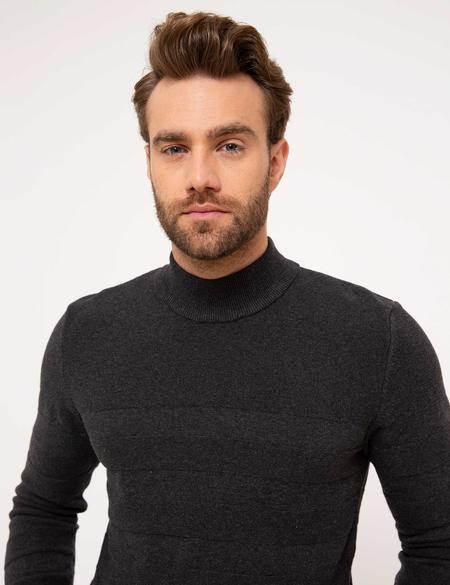 Gri Melanj Slim Fit Triko Kazak - 50194840057