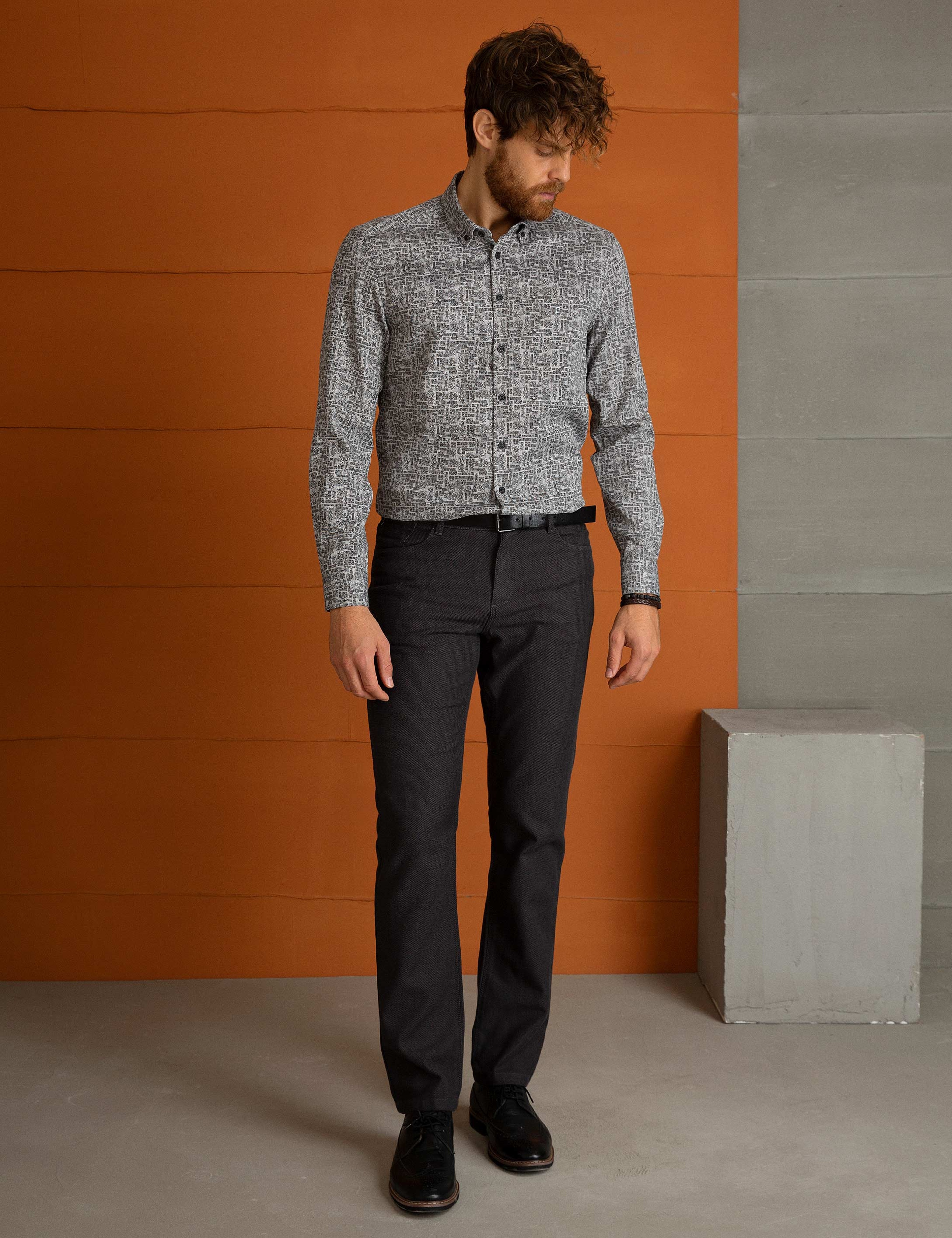 Gri Slim Fit Gömlek - Image 1