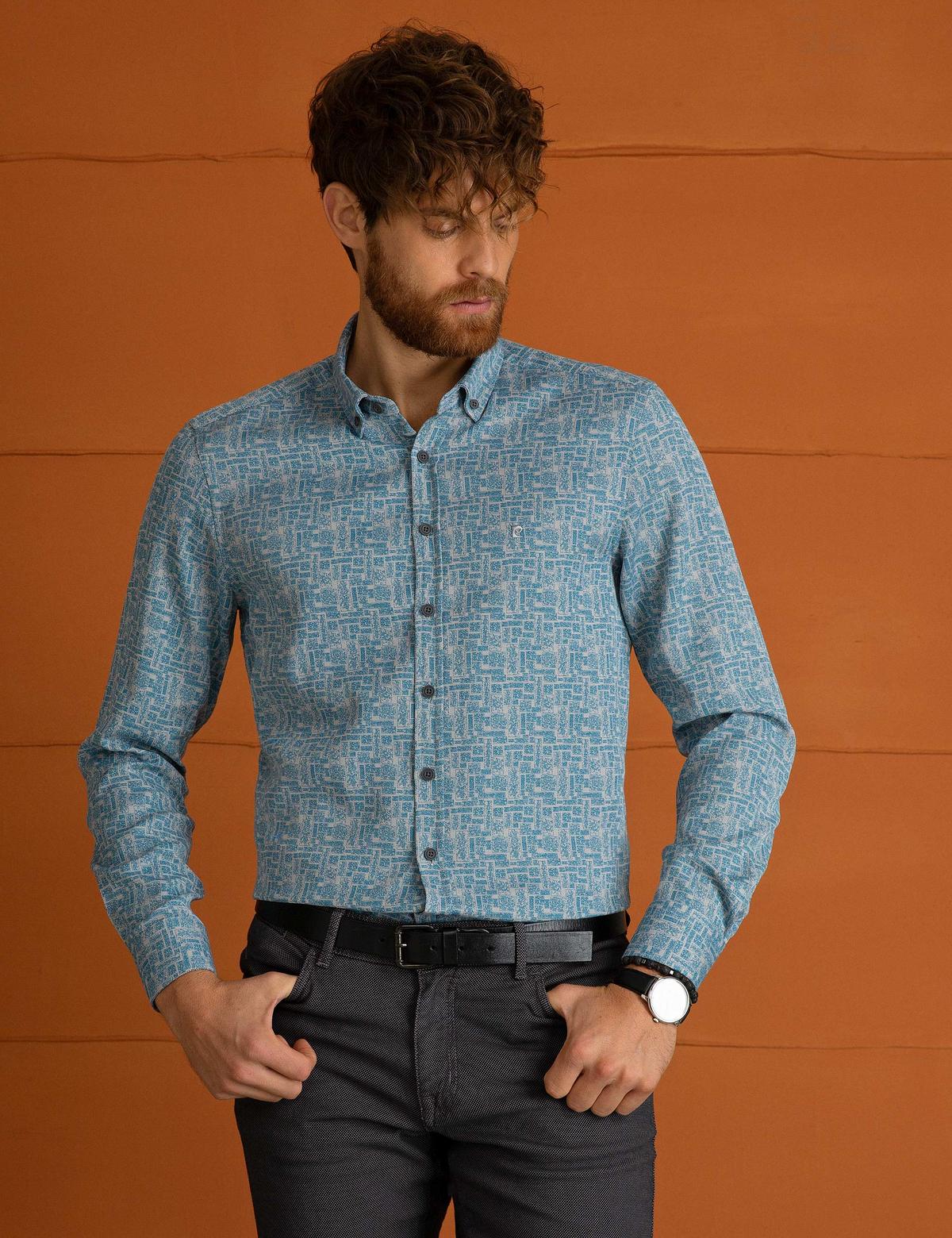 Petrol Slim Fit Uzun Kollu Gömlek - 50194966010