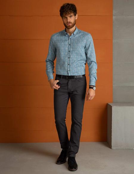 Petrol Slim Fit Uzun Kollu Gömlek - 50194966010