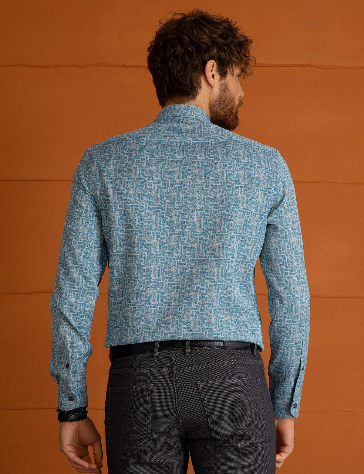 Petrol Slim Fit Uzun Kollu Gömlek - 50194966010