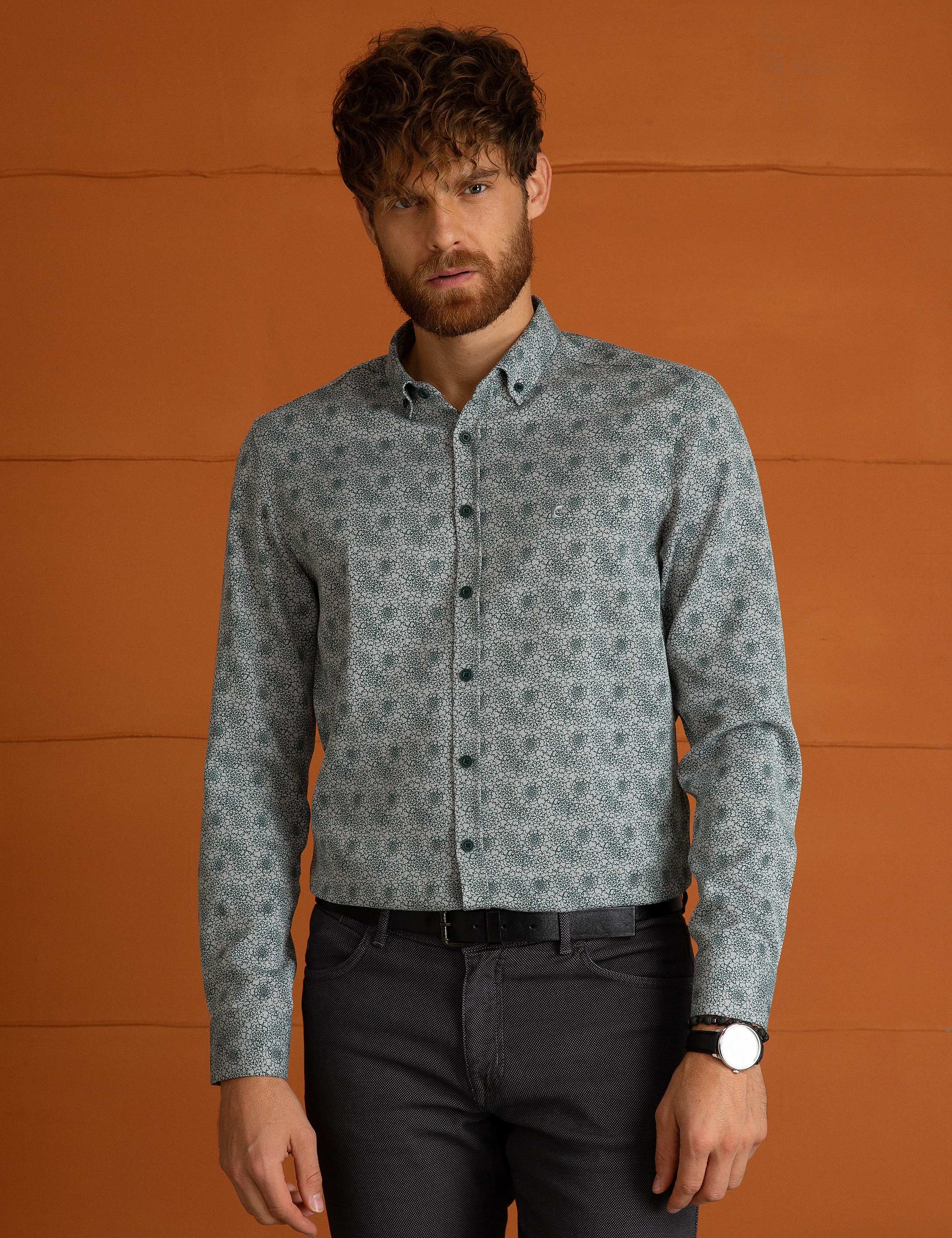 Yeşil Slim Fit Gömlek - Image 2