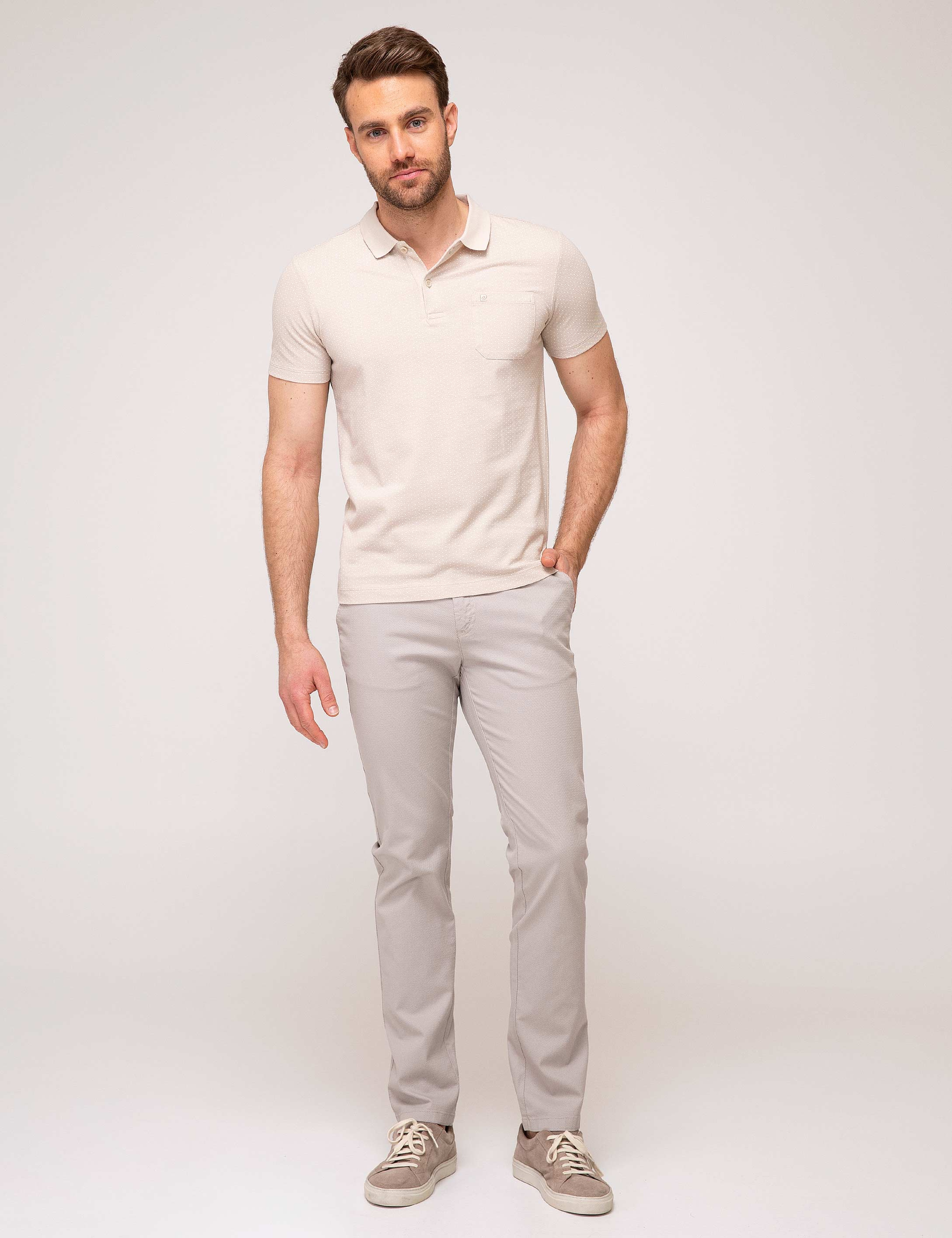 Bej Slim Fit Polo Yaka T-Shirt - Image 2