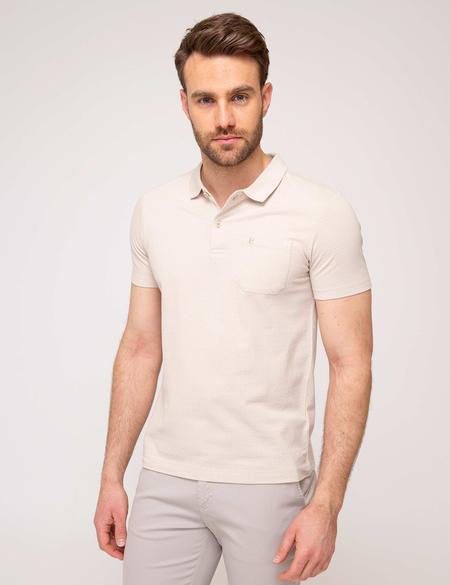Bej Slim Fit Polo Yaka T-Shirt - 50195155158