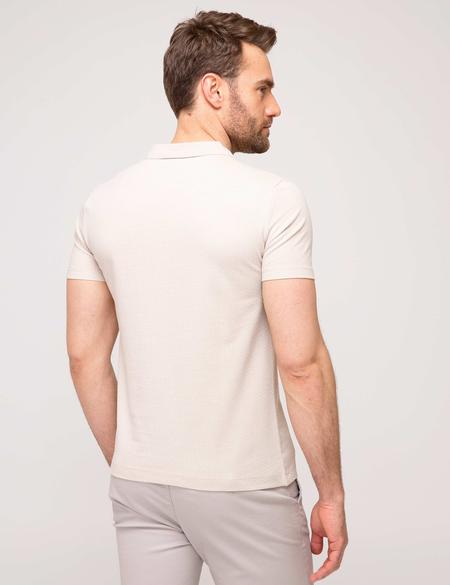 Bej Slim Fit Polo Yaka T-Shirt - 50195155158