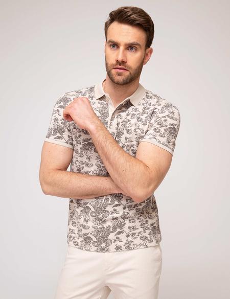 Bej Slim Fit Polo Yaka T-Shirt - 50195156167