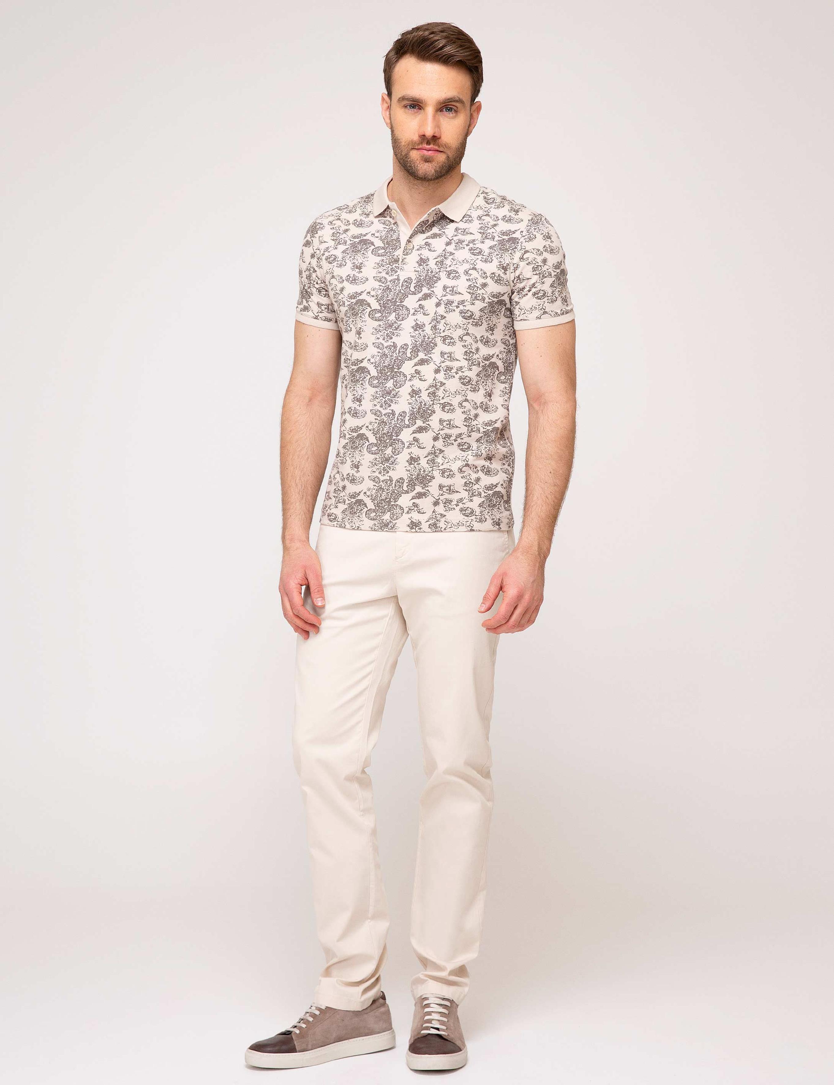 Bej Slim Fit Polo Yaka T-Shirt