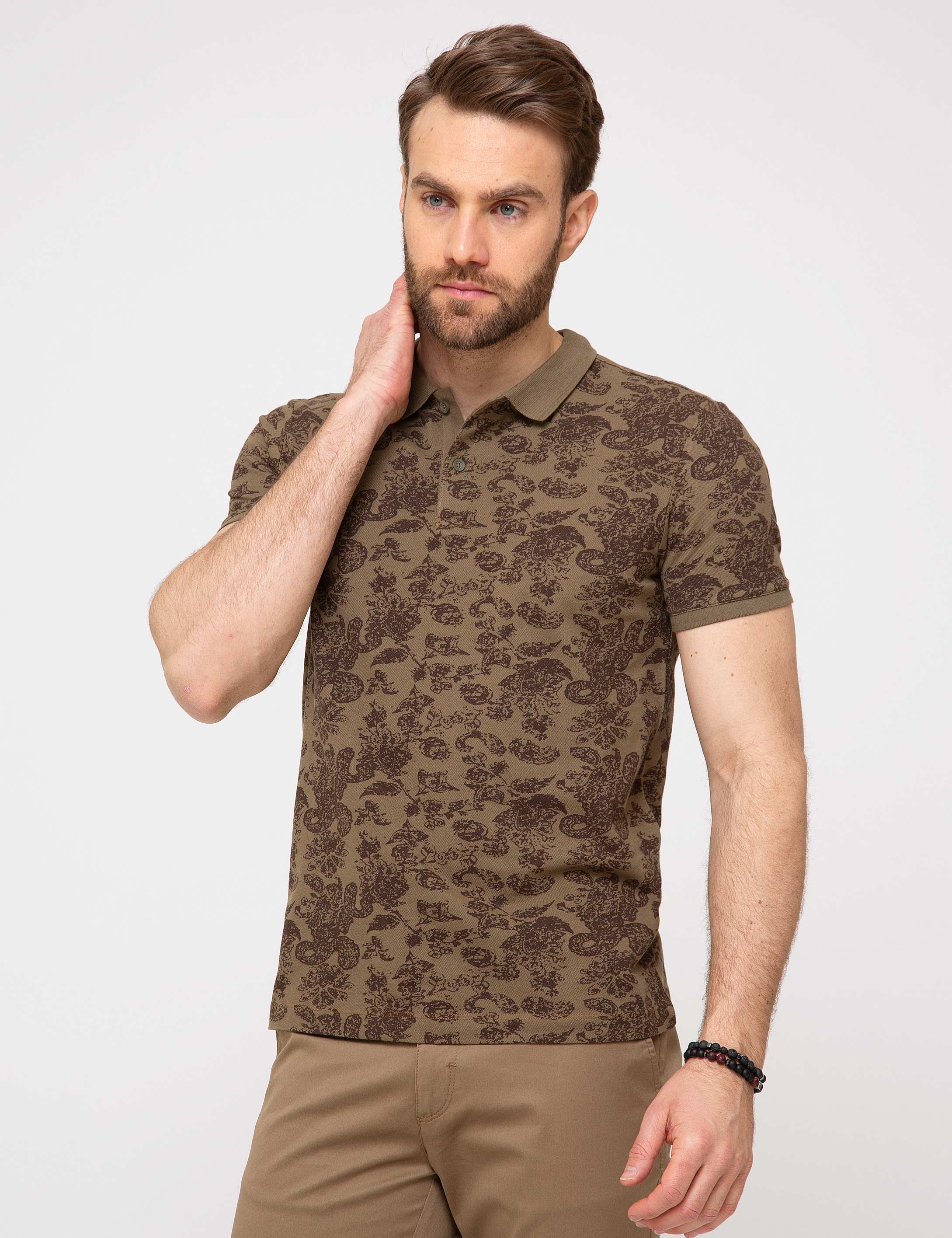 Haki Slim Fit Polo Yaka T-Shirt