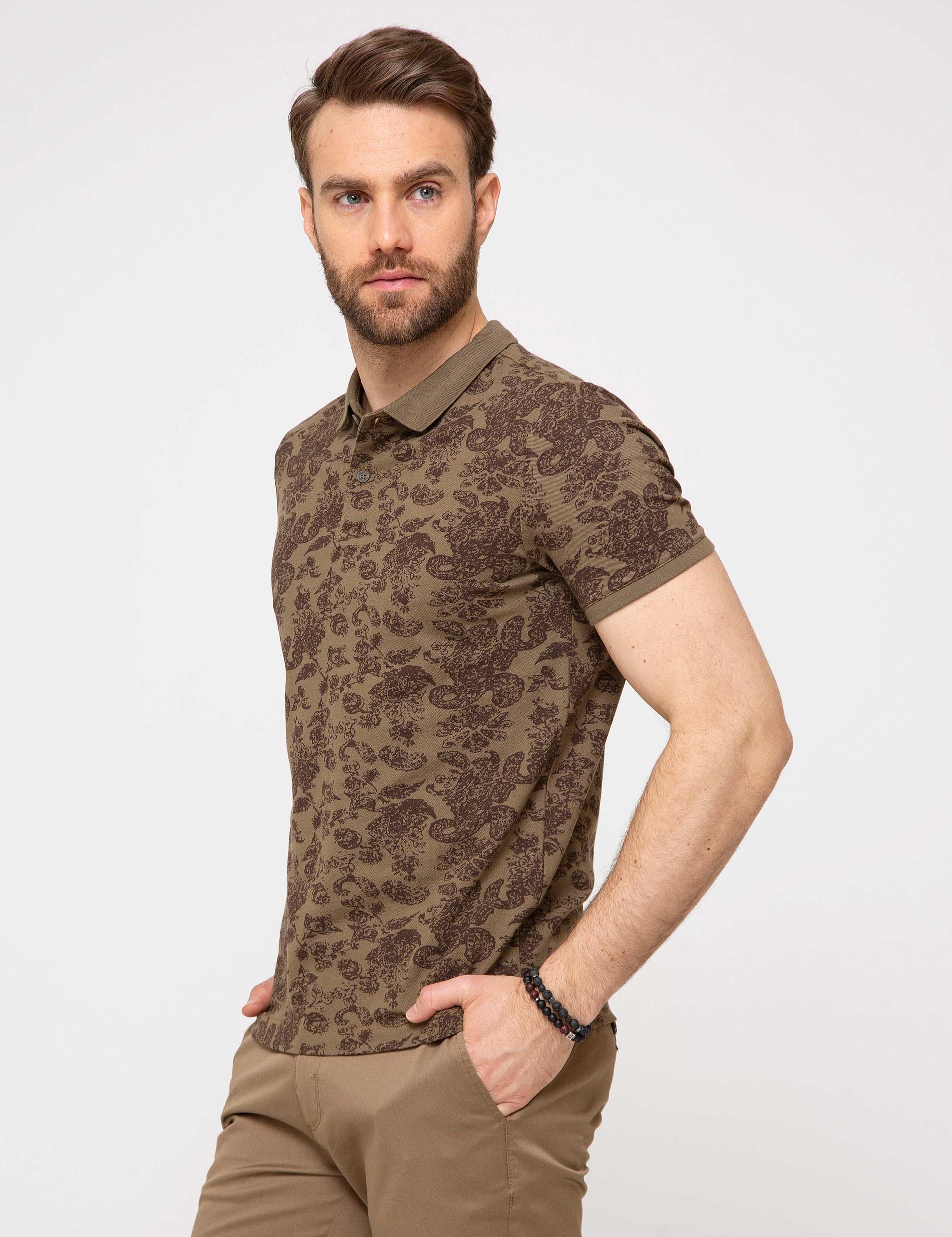 Haki Slim Fit Polo Yaka T-Shirt