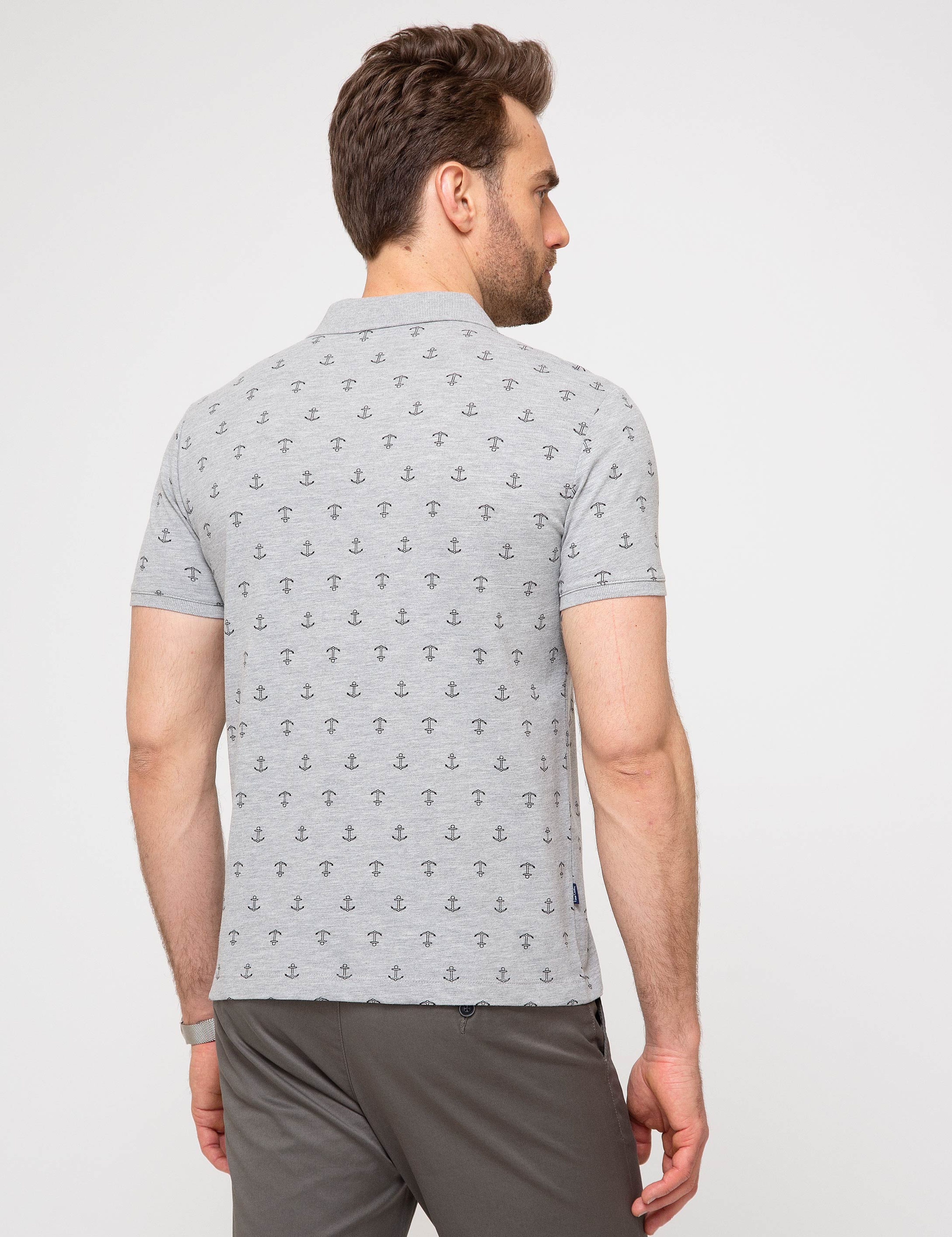 Gri Slim Fit Polo Yaka T-Shirt - Image 4