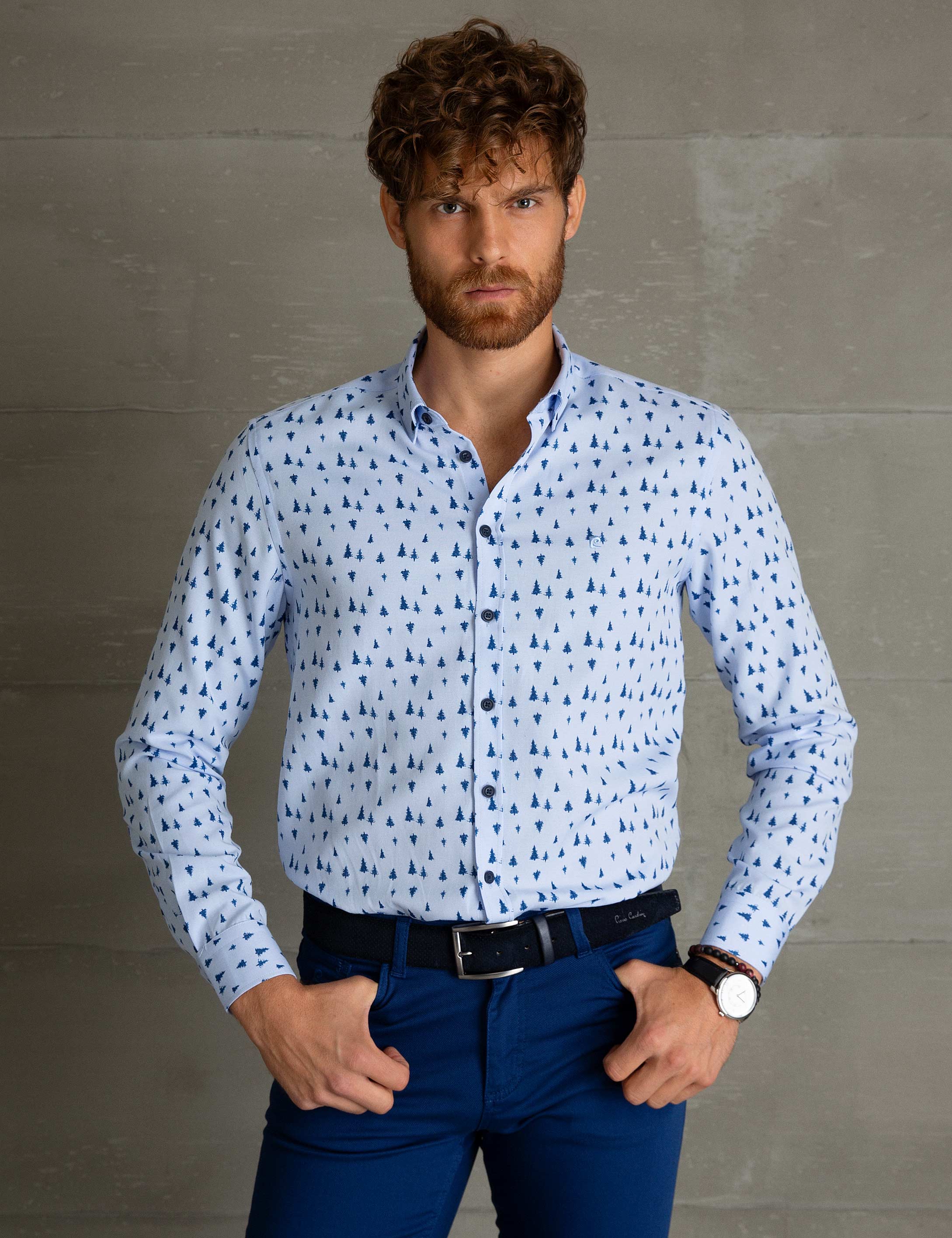 Mavi Slim Fit Gömlek - Image 2