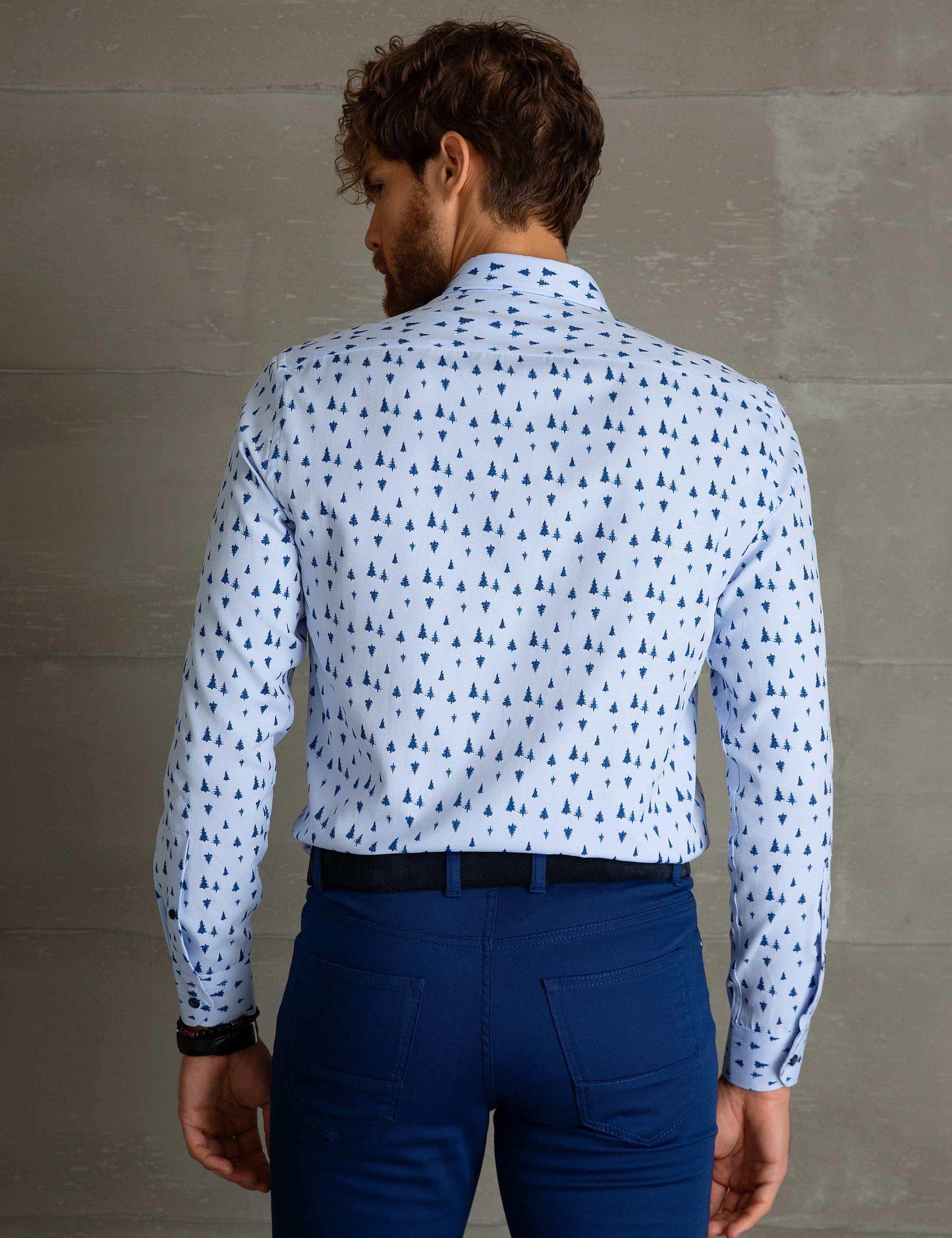 Mavi Slim Fit Gömlek - Image 3