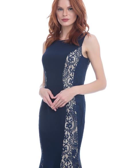 Lacivert Dokuma Elbise - 50195605005