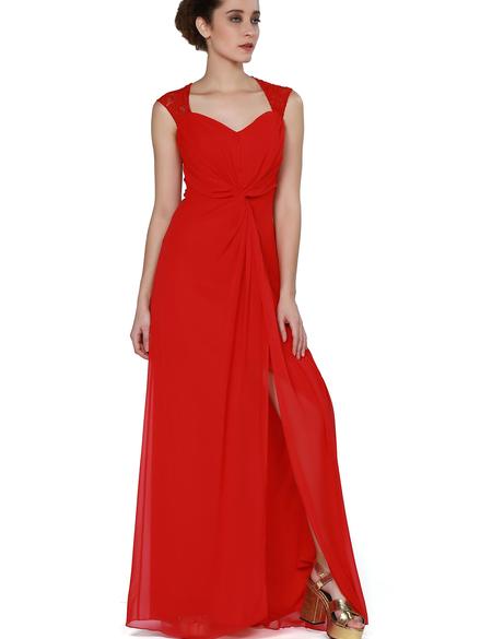 Kırmızı Dokuma Elbise - 50195615005