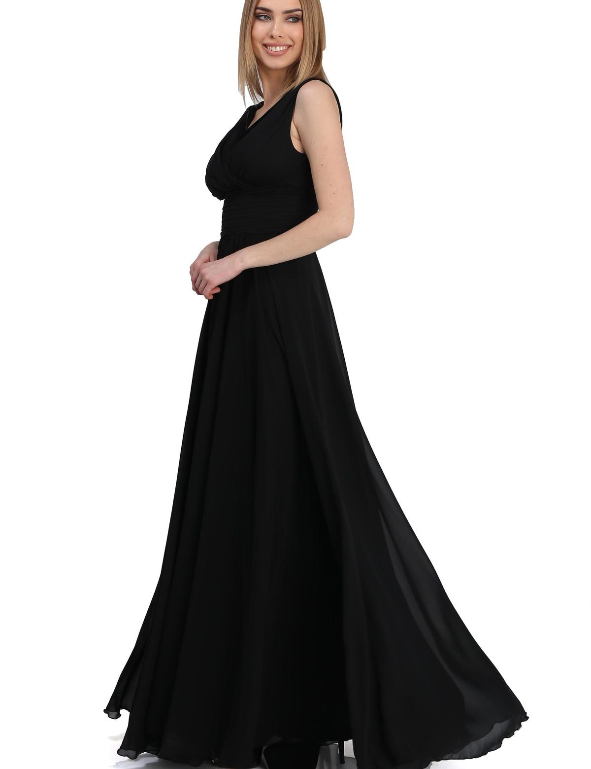 Siyah Dokuma Elbise - 50195619006