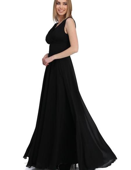 Siyah Dokuma Elbise - 50195619006