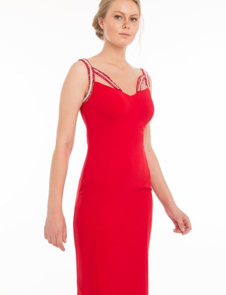 Kırmızı Dokuma Elbise - 50195624004