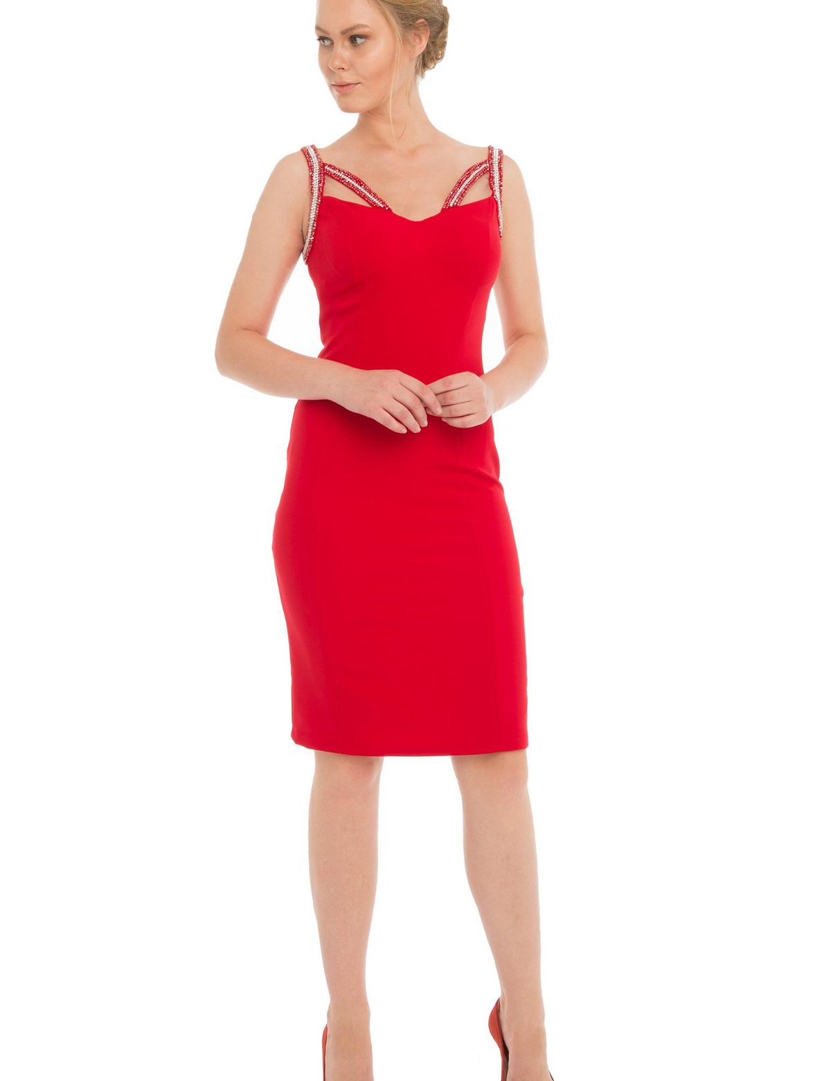 Kırmızı Dokuma Elbise