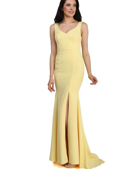 Sarı Dokuma Elbise - 50195640005