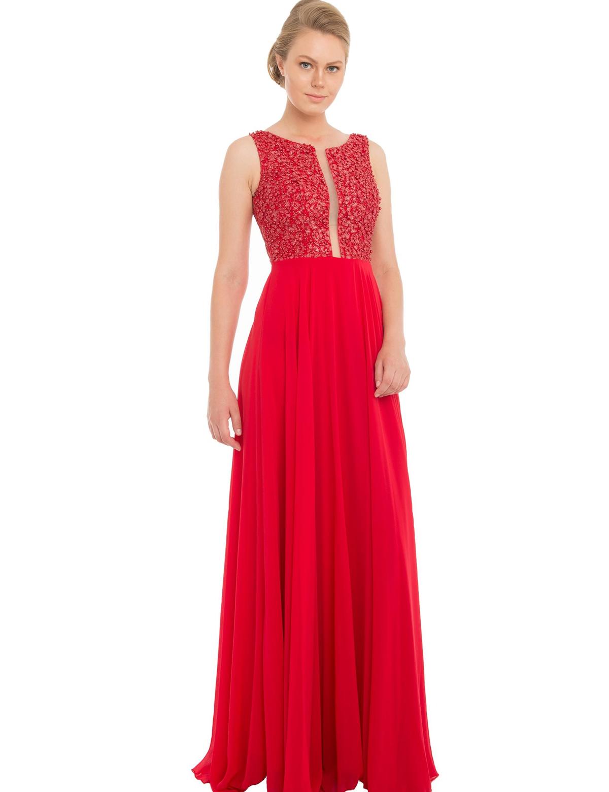 Kırmızı Dokuma Elbise - 50195650005