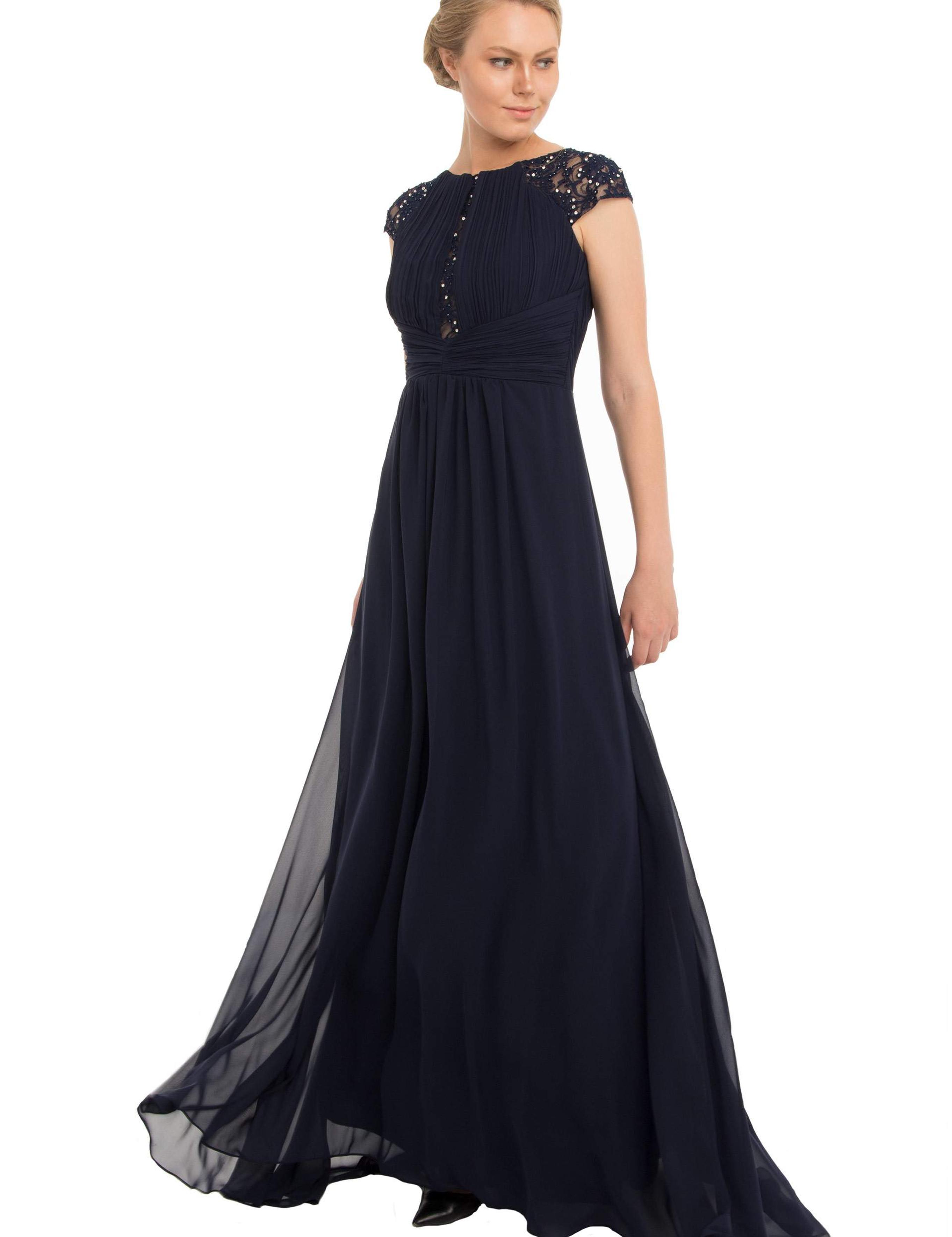 Lacivert Dokuma Elbise