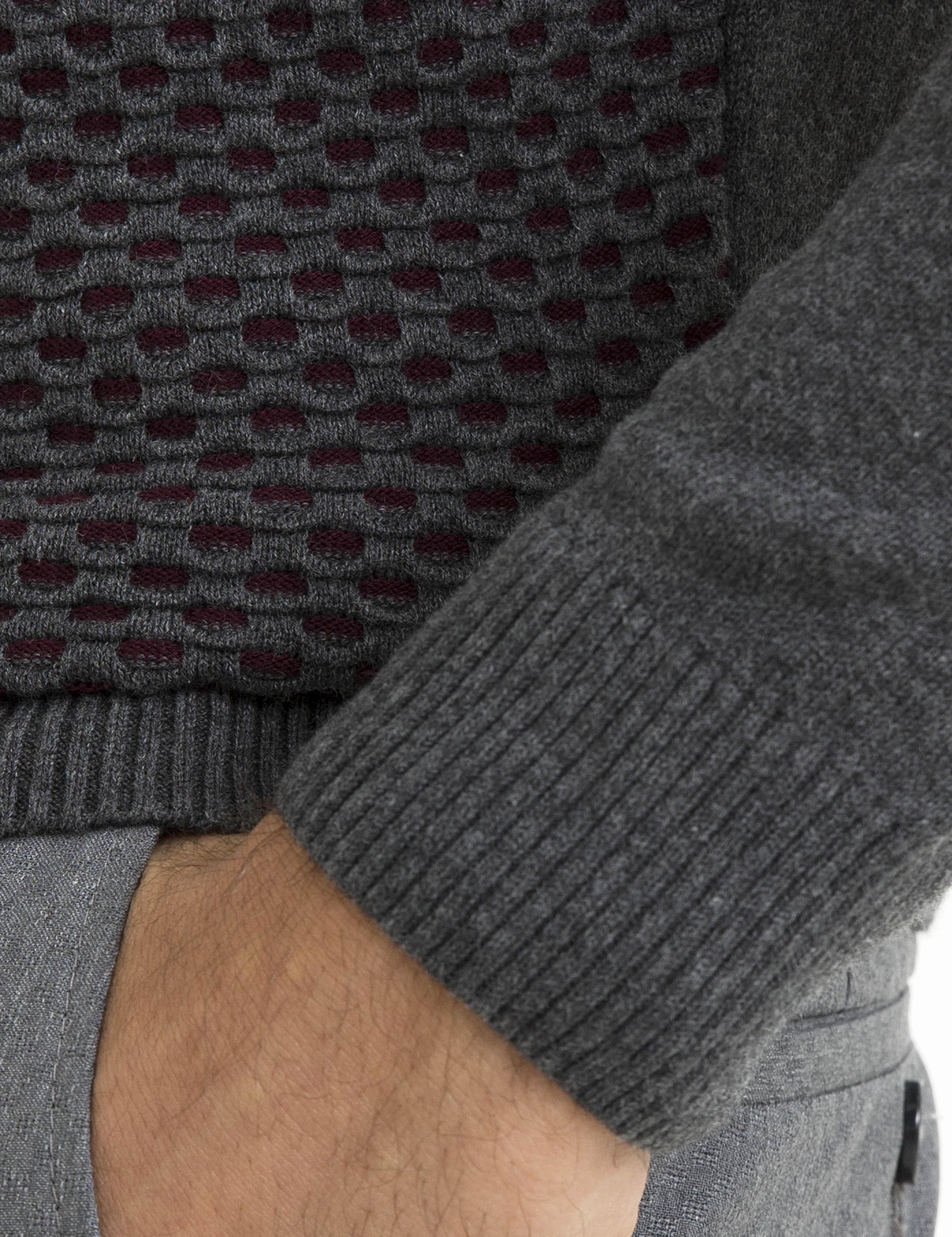 Gri Melanj Slim Fit Triko Kazak - Image 4