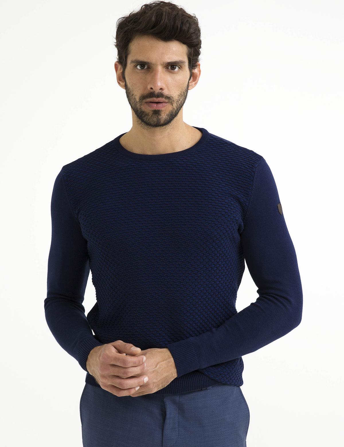 Lacivert Slim Fit Triko Kazak